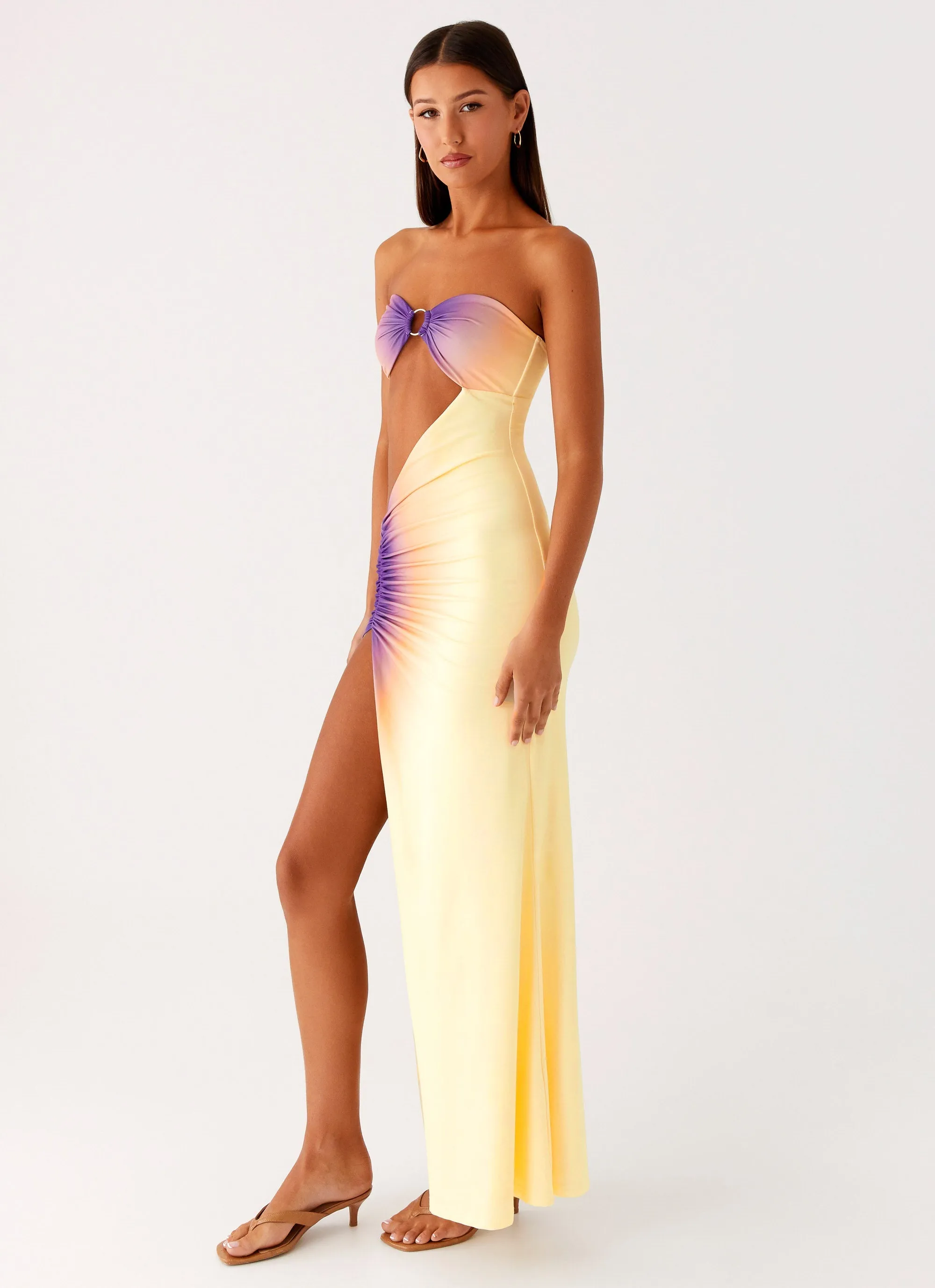 Silky-Feel Ellisah Ombre Maxi Dress - Sunrise Ombre