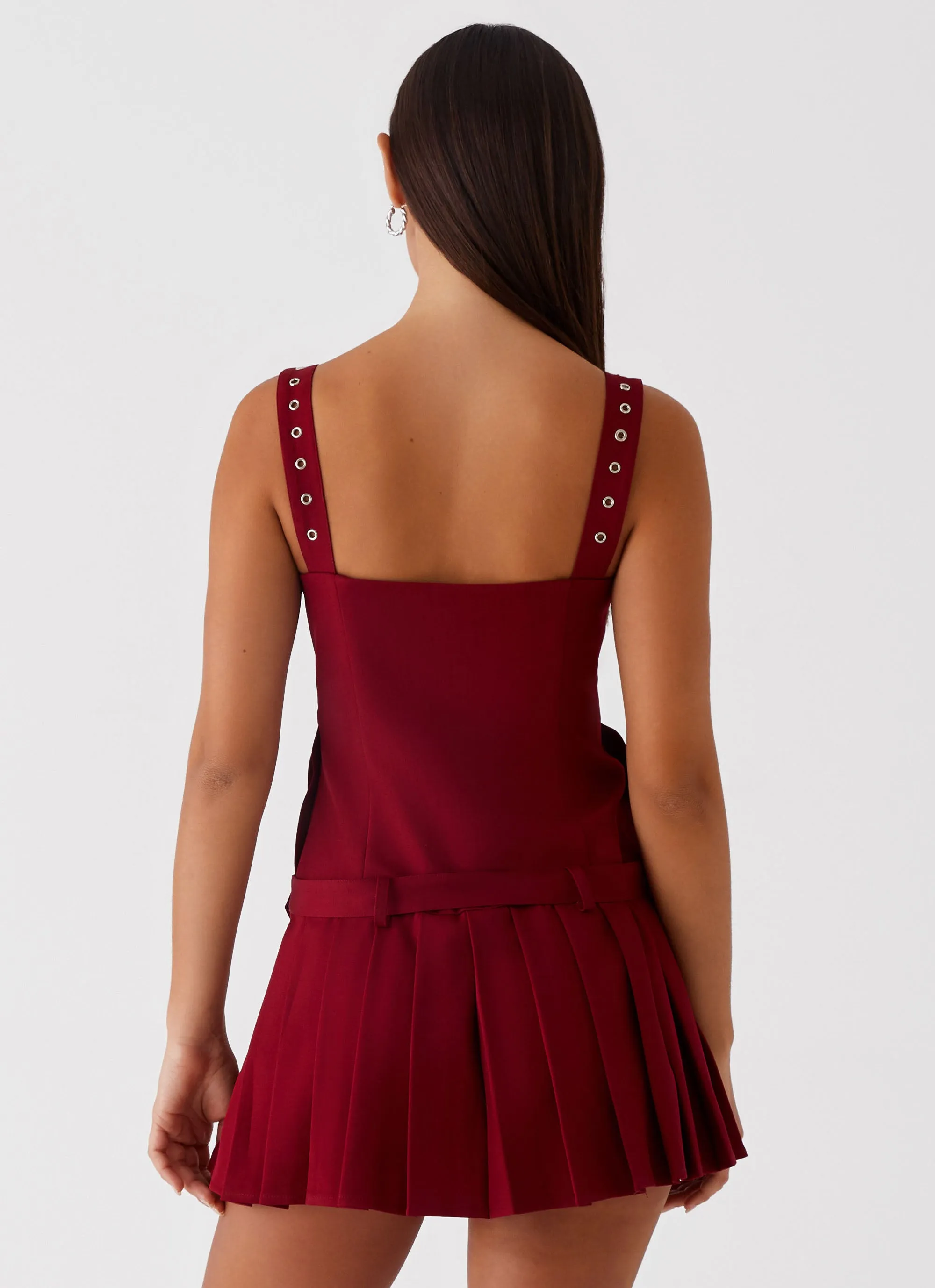 Weighted Hem Hip Skimming Uma Mini Dress - Cherry Red