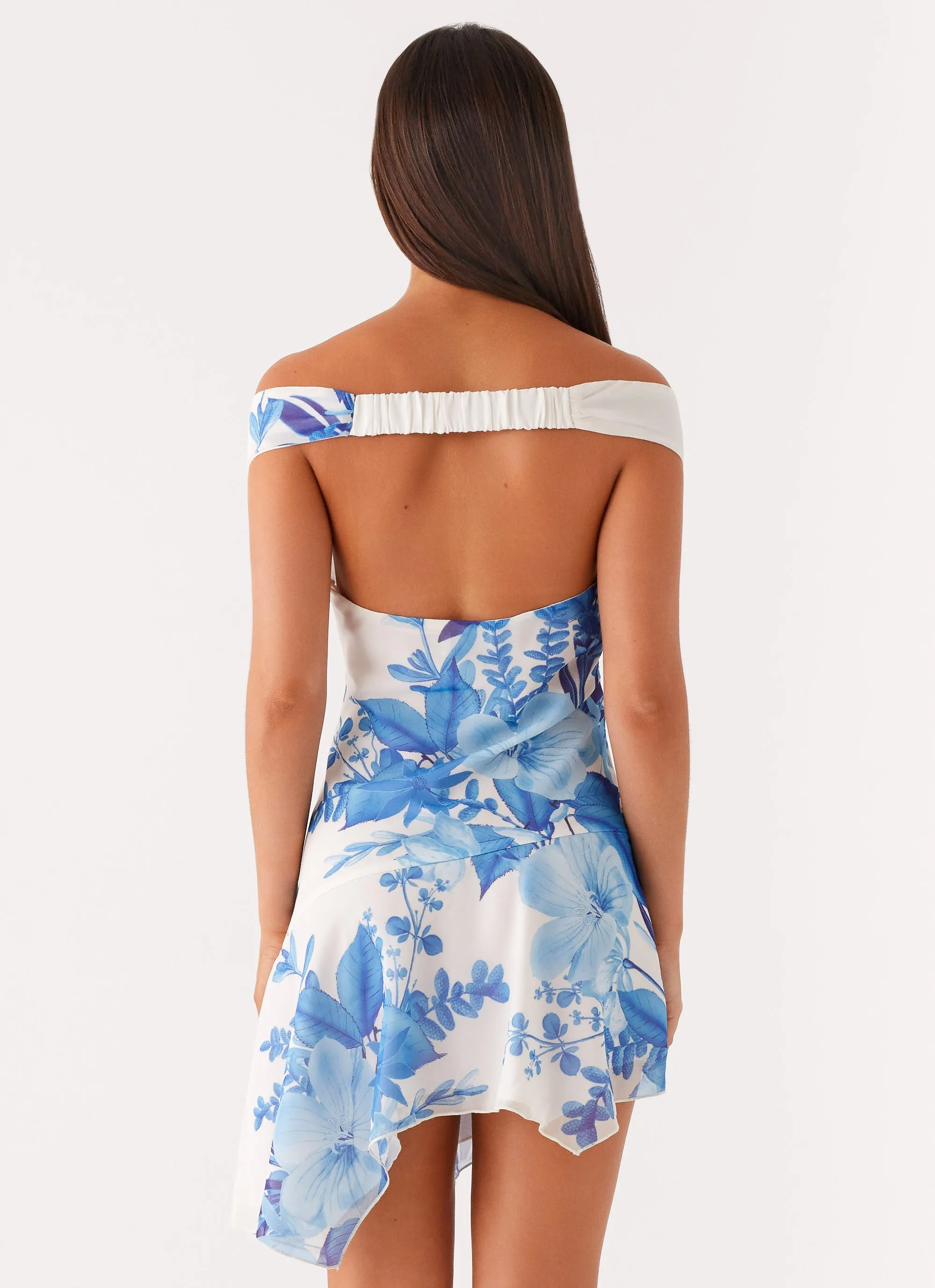 Edgy Look Alma Mini Dress - Blue Floral Print