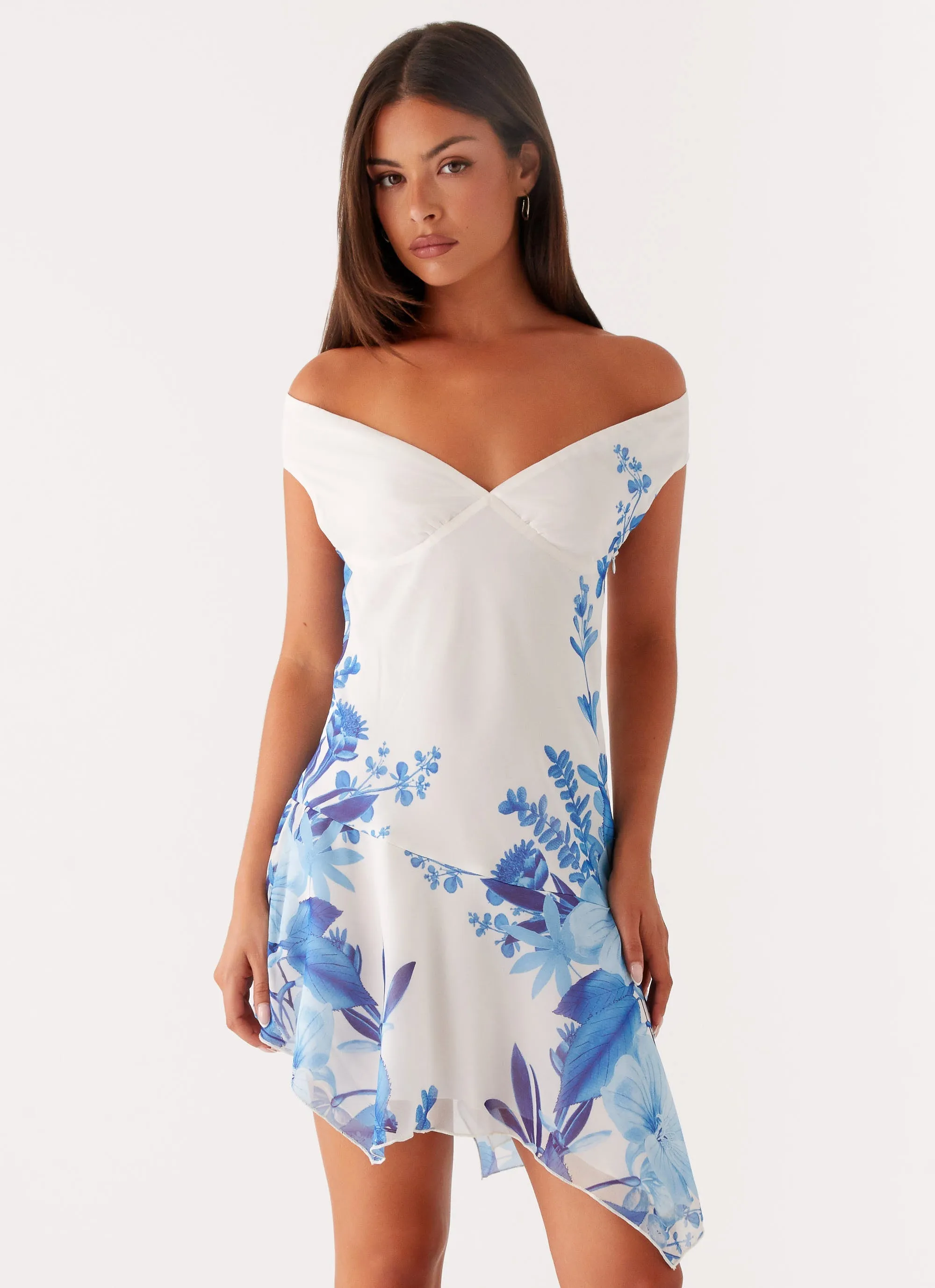 Alma Mini Dress - Blue Floral Print Smooth silhouette