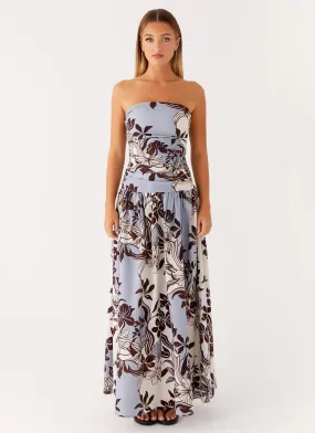 Carmel Maxi Dress - Bluewood Blossom Nordic Plain Soft Finish