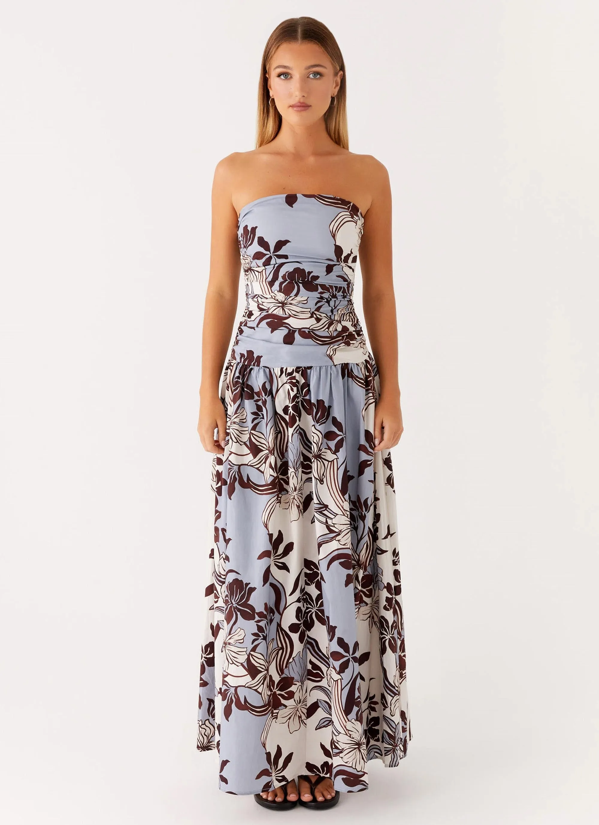 Trendy Layering Boho Tone Carmel Maxi Dress - Bluewood Blossom