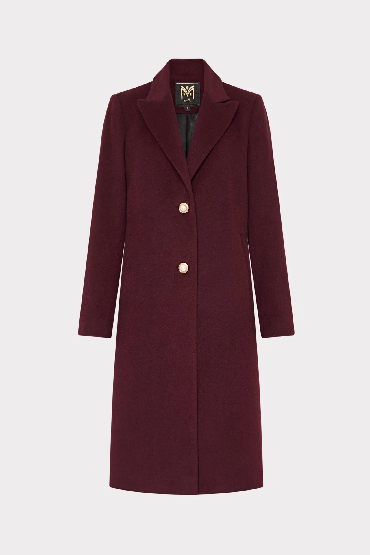 Flatlock Seam Construction Single Breasted Wool Coat With Pearl Buttons