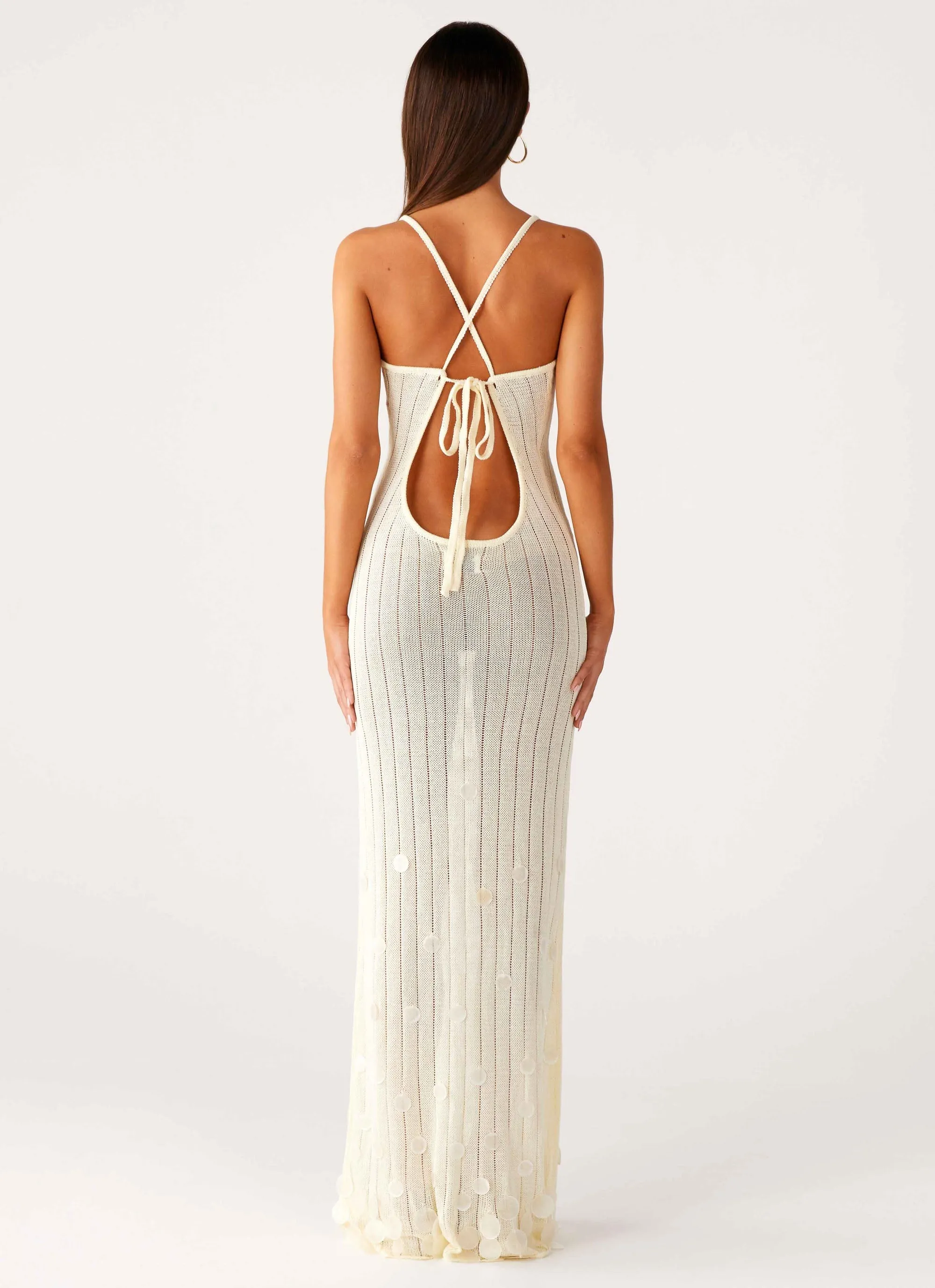 Tailored Comfort Siren Song Crochet Maxi Dress - Ivory