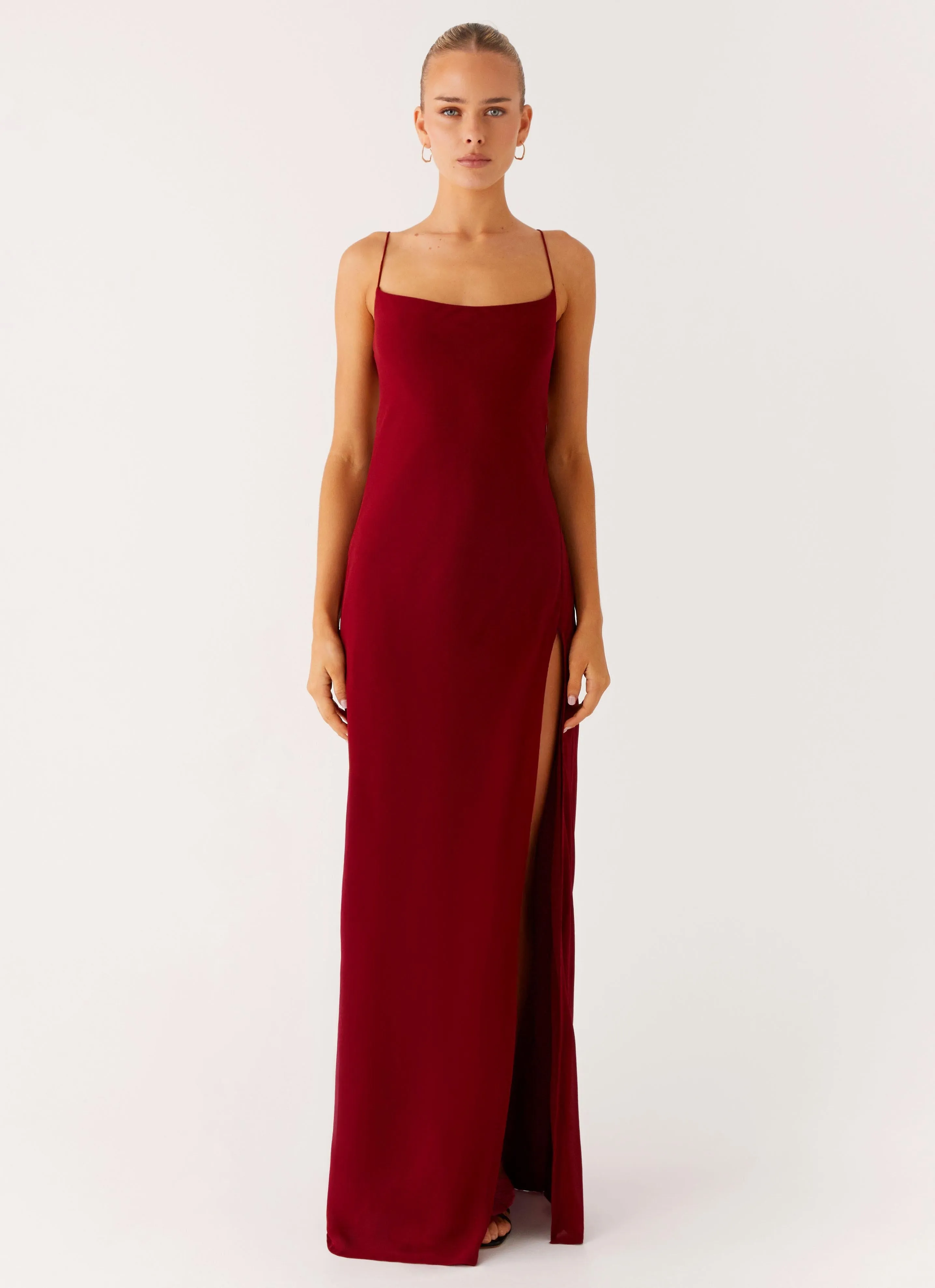 Comfortable Touch Alouette Maxi Dress - Burgundy