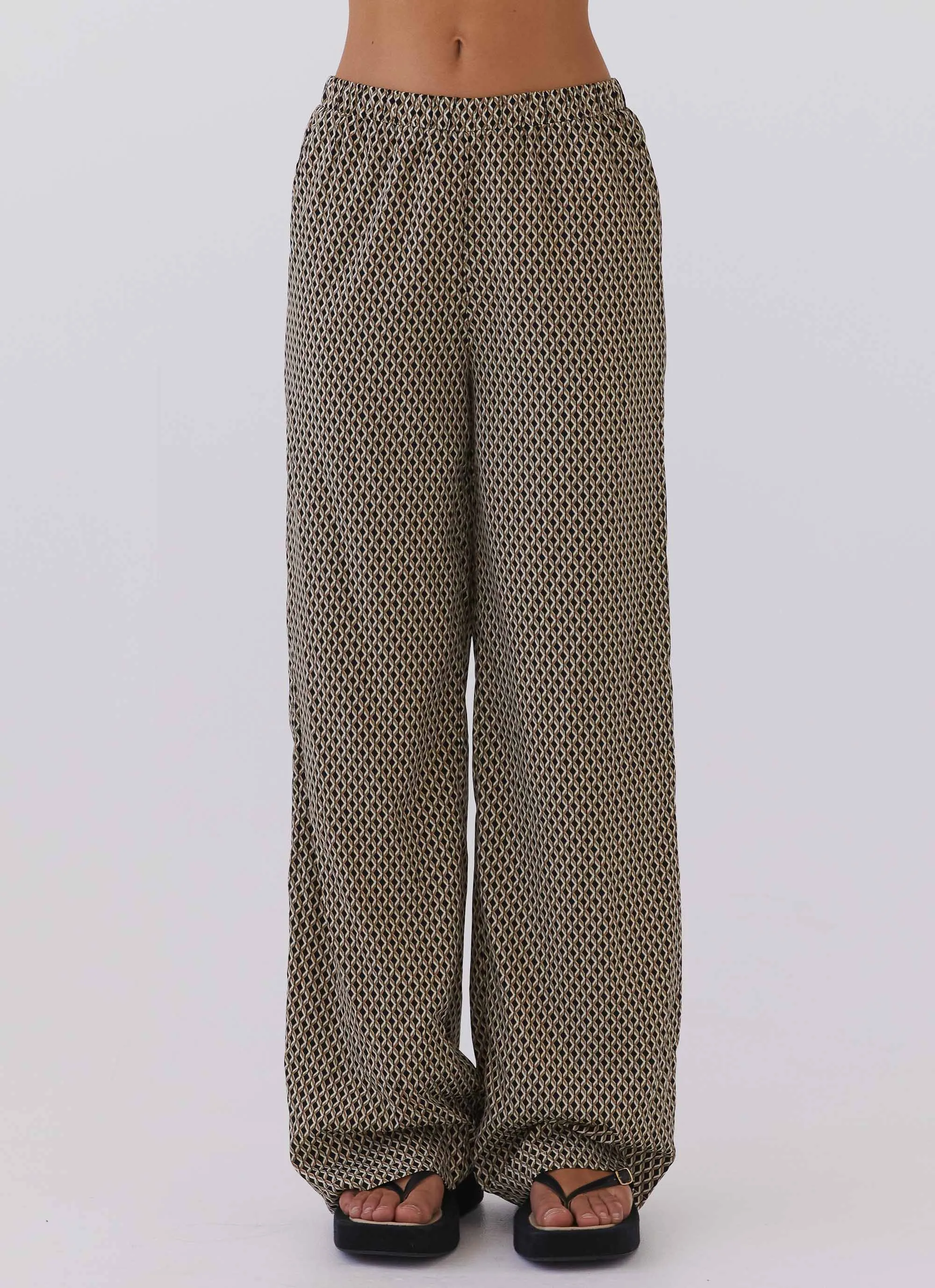 Functional Layer Multi Pocket Configuration Bruno Wide Leg Pants - Brown Geo