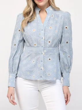 Sky Embroidered Blouse CushionedSupport