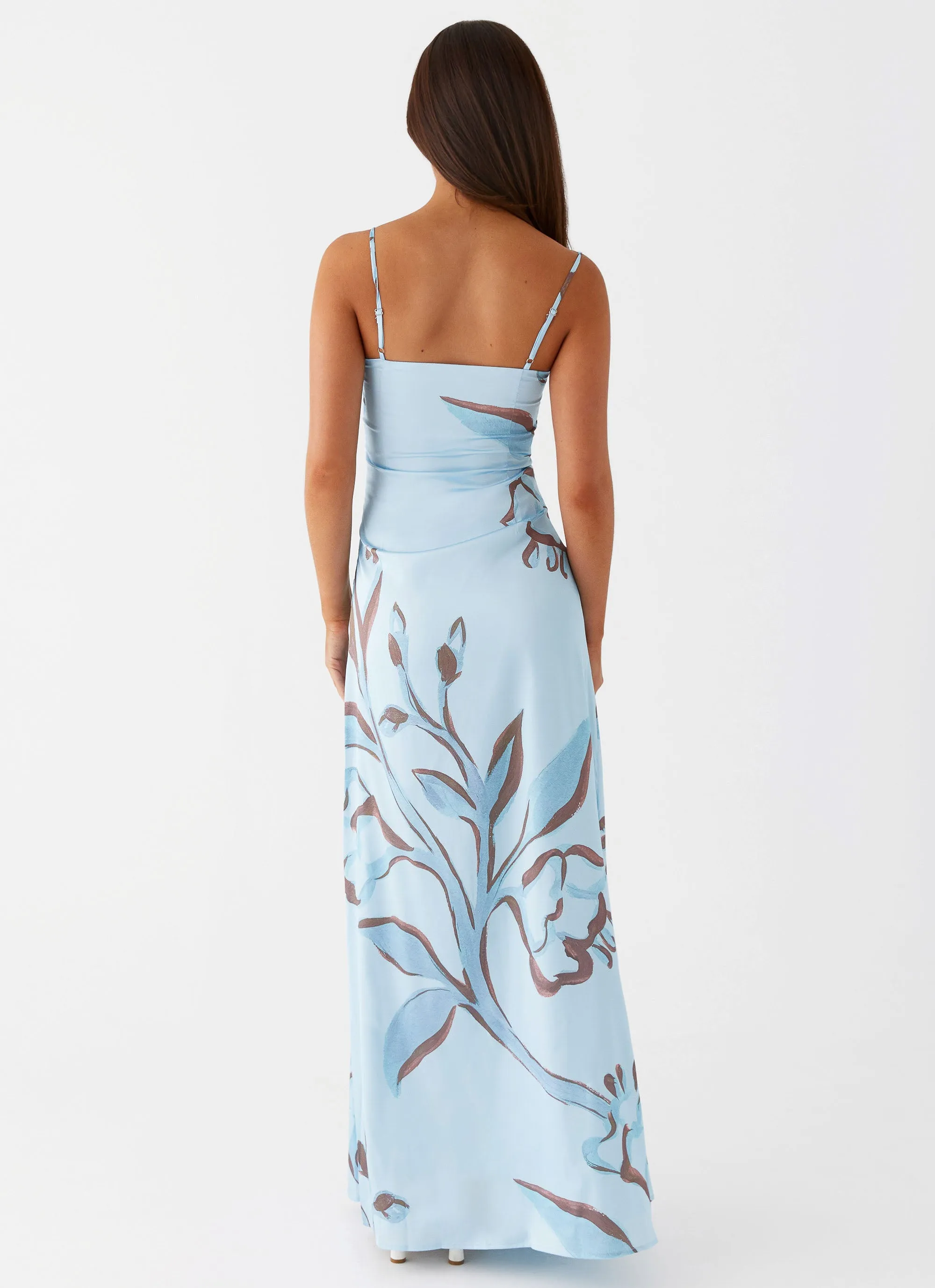 Aster Bloom Maxi Dress - Blue Floral City Essential Work Chic