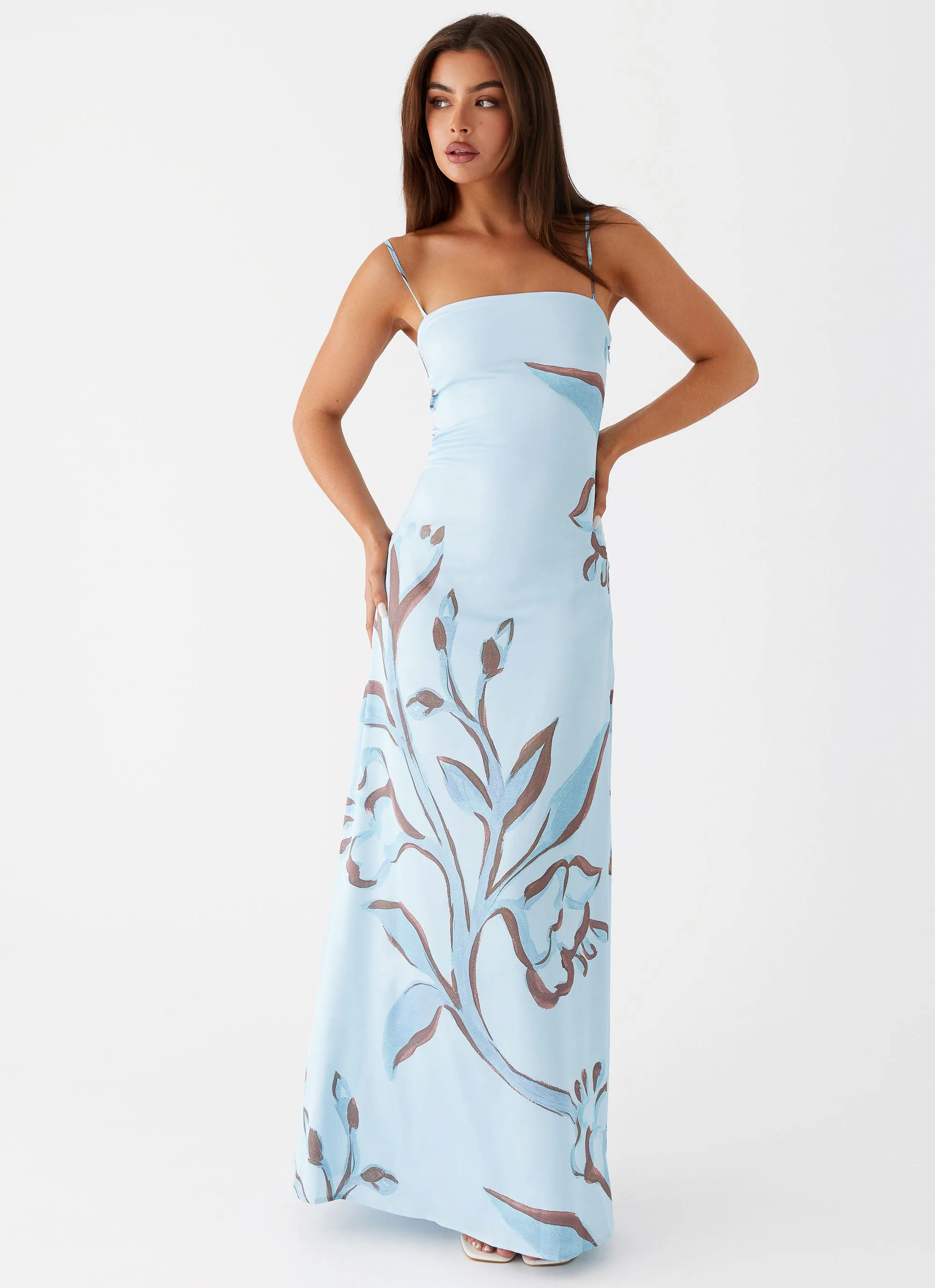 Aster Bloom Maxi Dress - Blue Floral Daily Style Bright Bloom