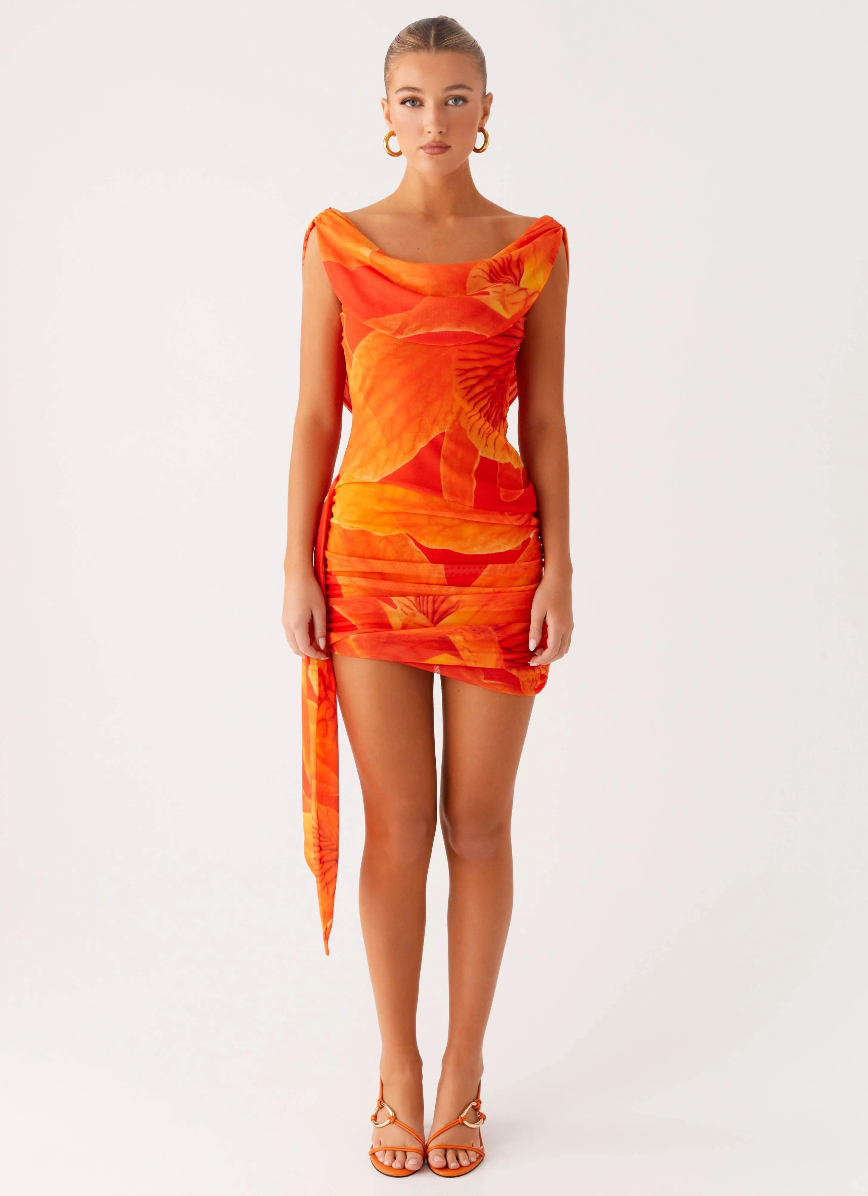 Rolled Hem Good Fortune Mini Dress - Serene Orange