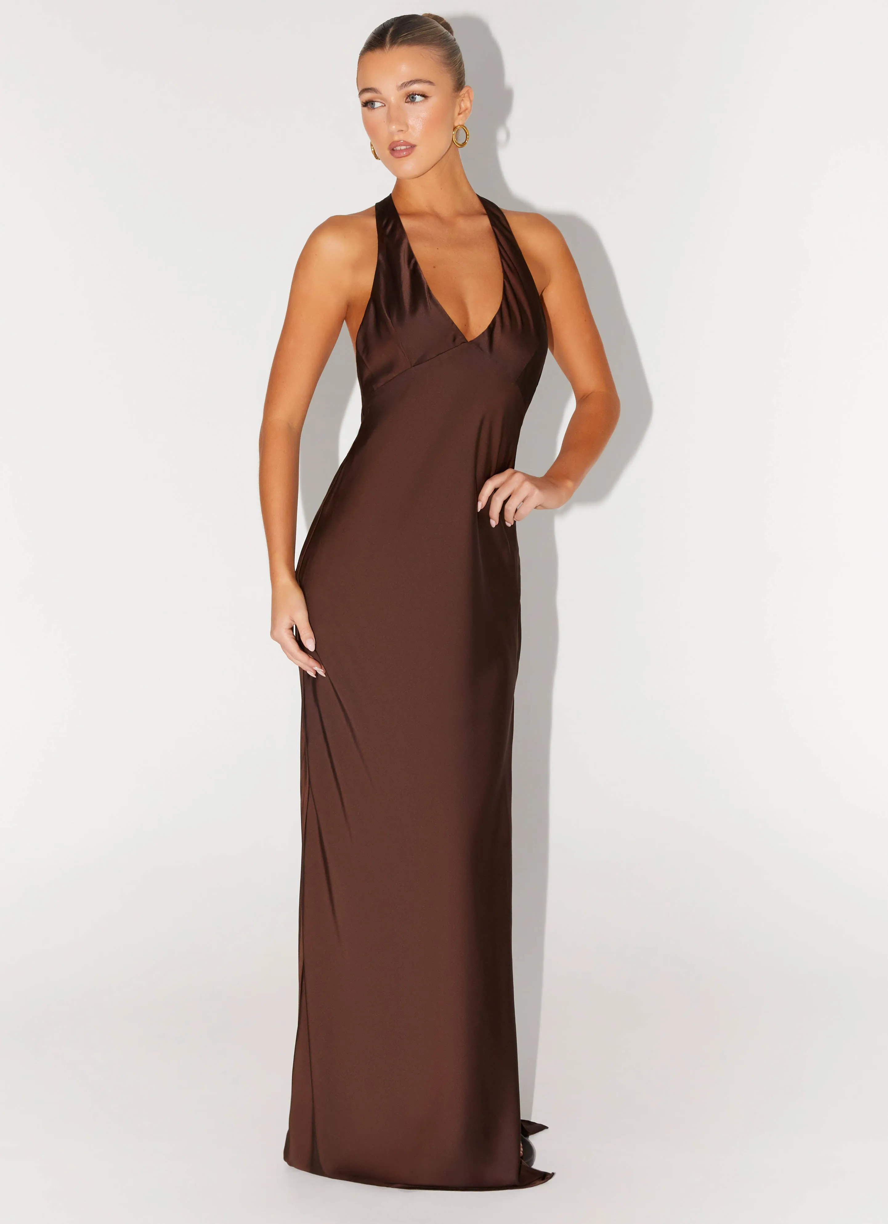 Polite Color Angie Maxi Dress - Chocolate