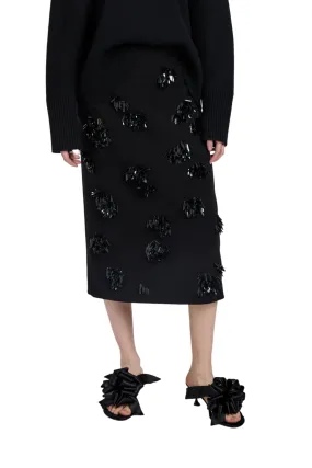Functional Look Adjustable Waist Moira Skirt in Embroidered Compact Crepe