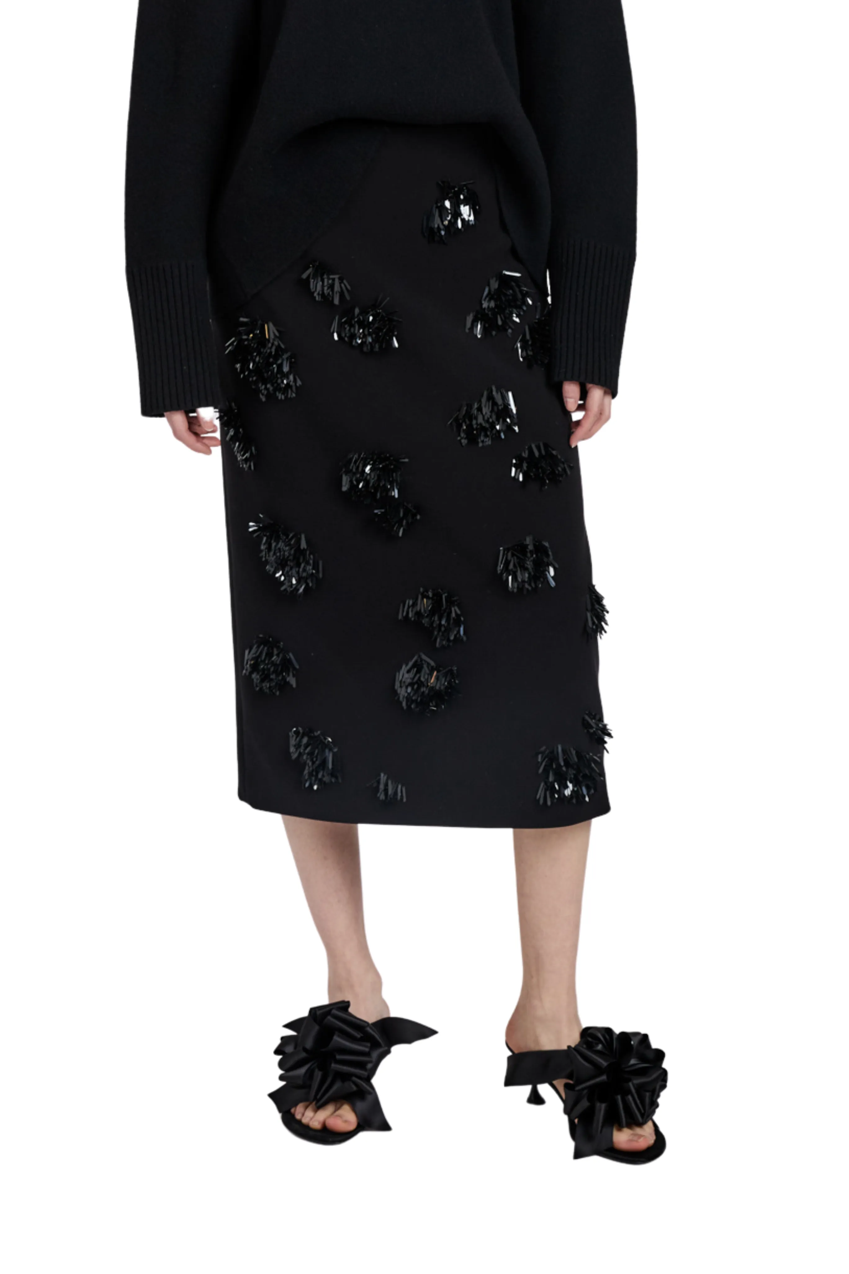 Functional Look Adjustable Waist Moira Skirt in Embroidered Compact Crepe