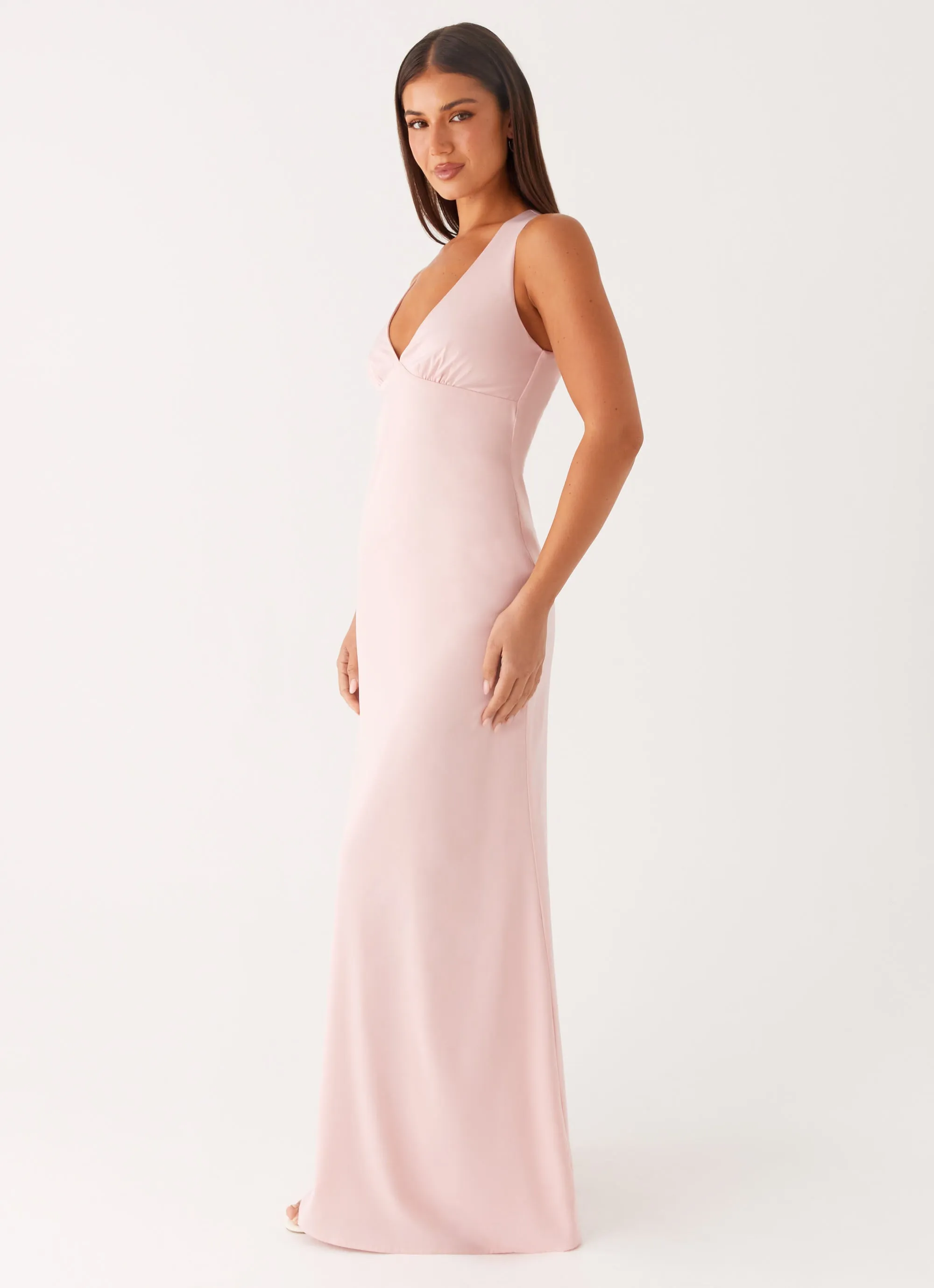 Smart Cut Flowy Texture Desi Halterneck Maxi Dress - Pink