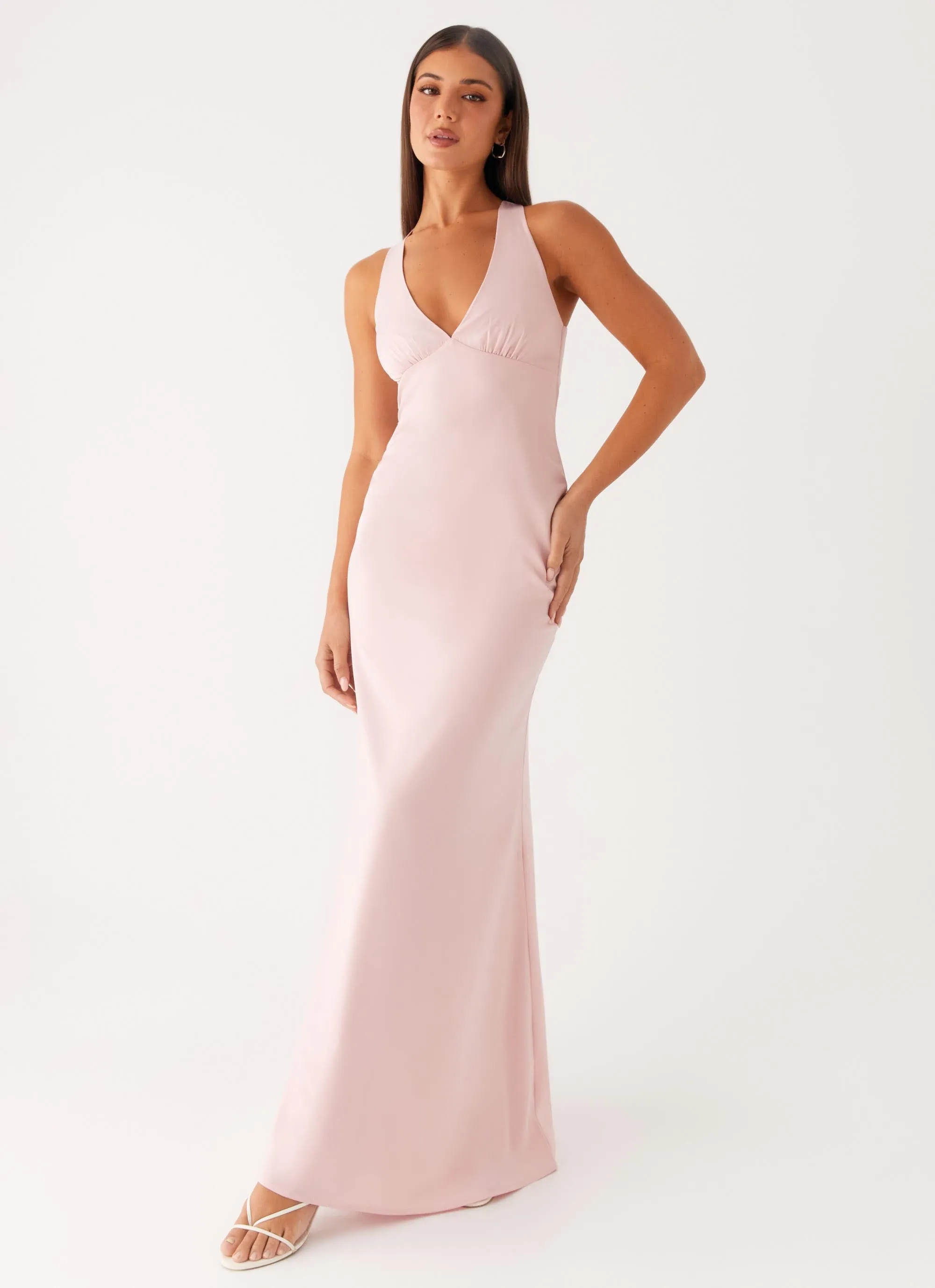 Effortless Layering Vibrant Light Desi Halterneck Maxi Dress - Pink