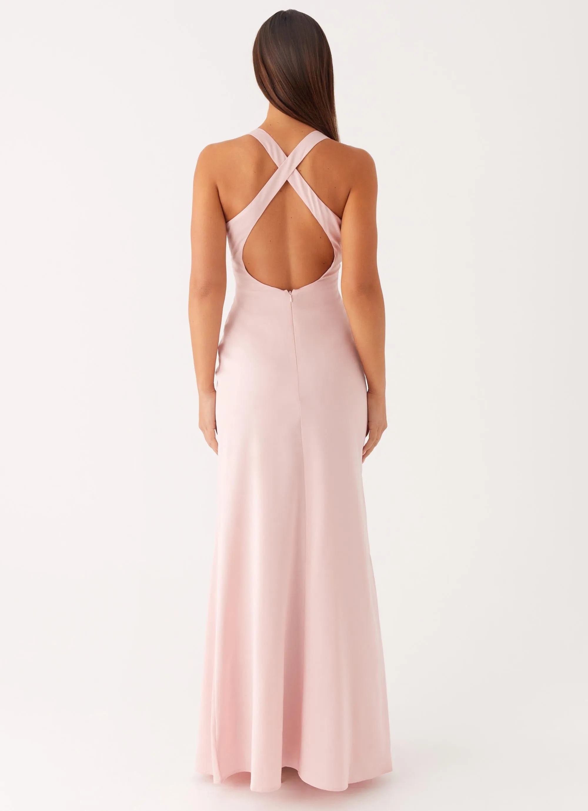 Modern Aesthetic Desi Halterneck Maxi Dress - Pink