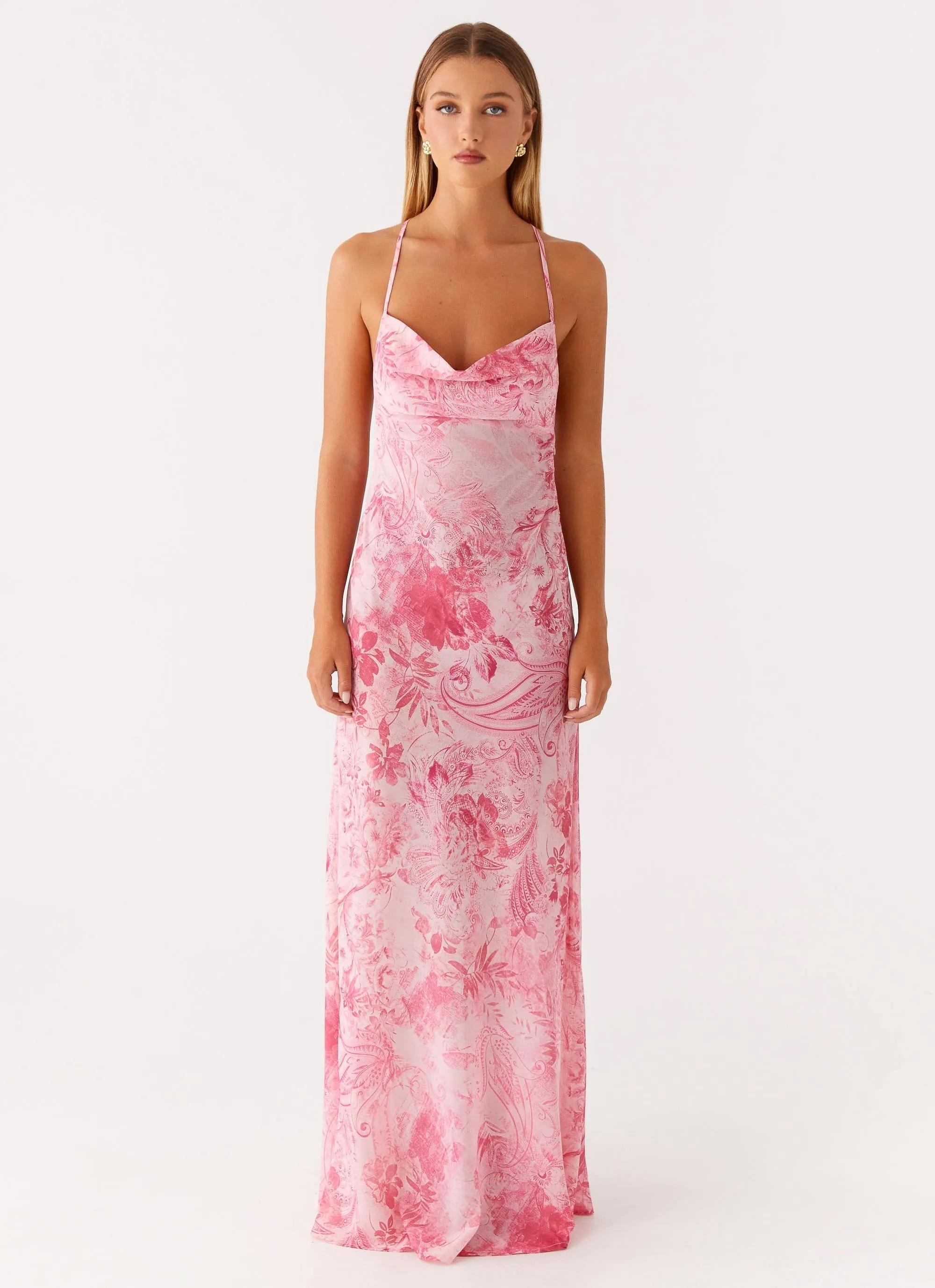 Tara Maxi Dress - Pink Print Guest Shine