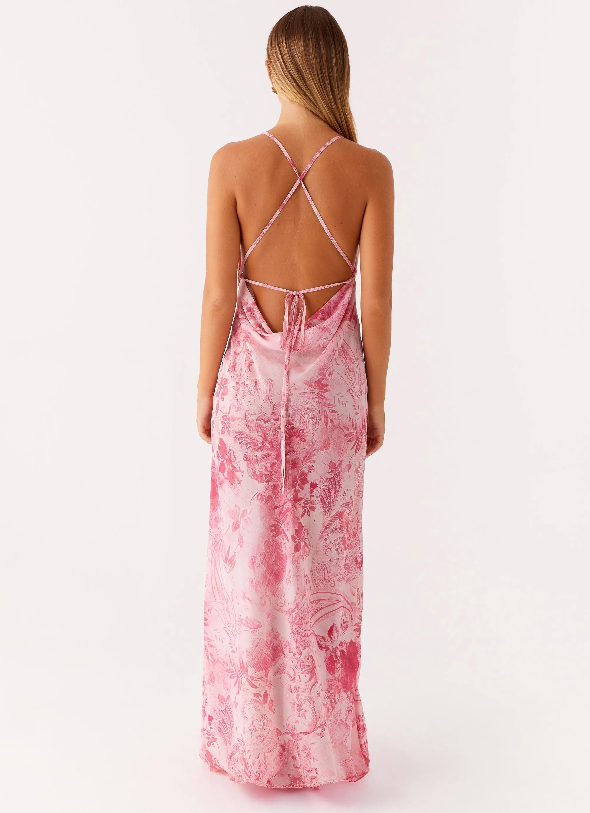 Tara Maxi Dress - Pink Print BreathableLining