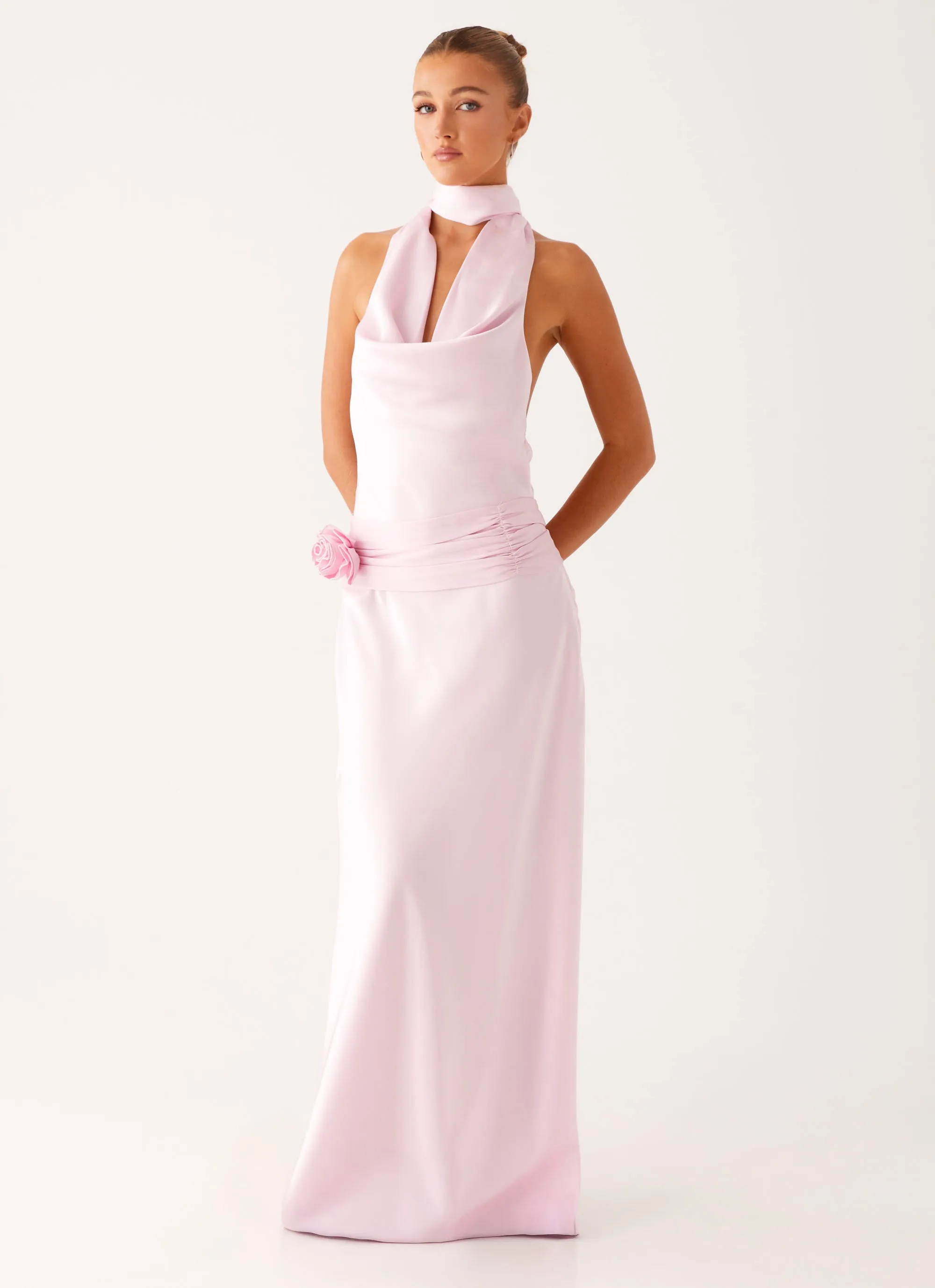 Frayed-Edge Bold Touch Imani Maxi Dress - Pink
