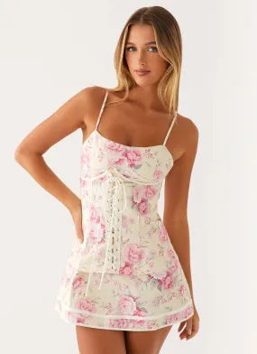 Artemis Corset Mini Dress - Vintage Pink Floral UV Protection