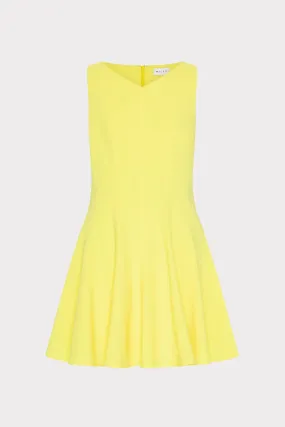 Sleeveless Stretch Cady Fit And Flare Dress Tulle-Overlay