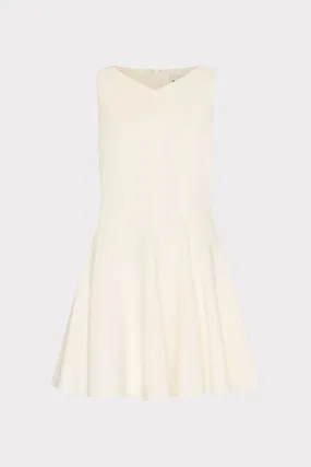 Sleeveless Stretch Cady Fit And Flare Dress Piped-Edge Sleek Silhouette