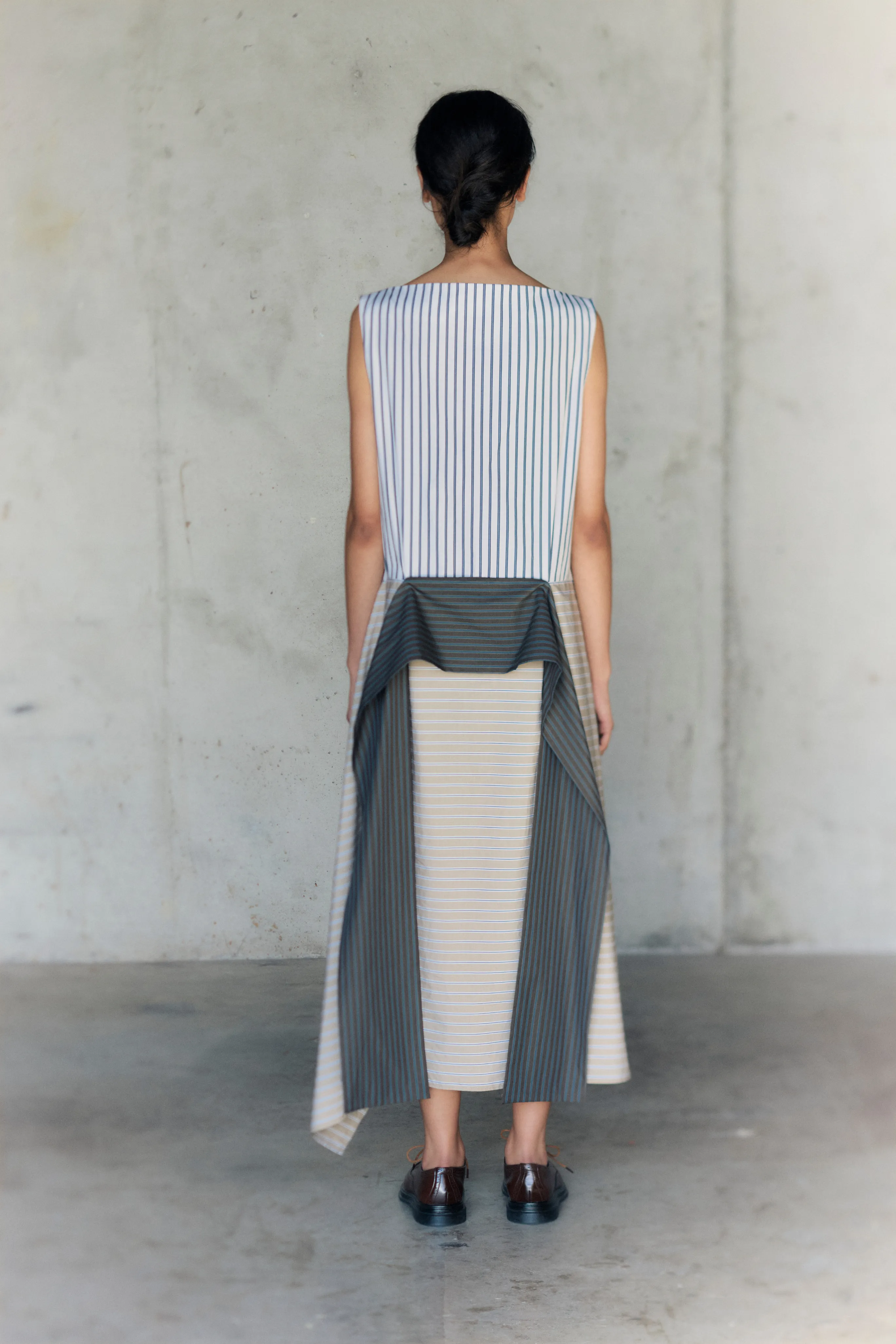 Sleeveless Stripe Drape Dress Dreamy Motion Villa Light