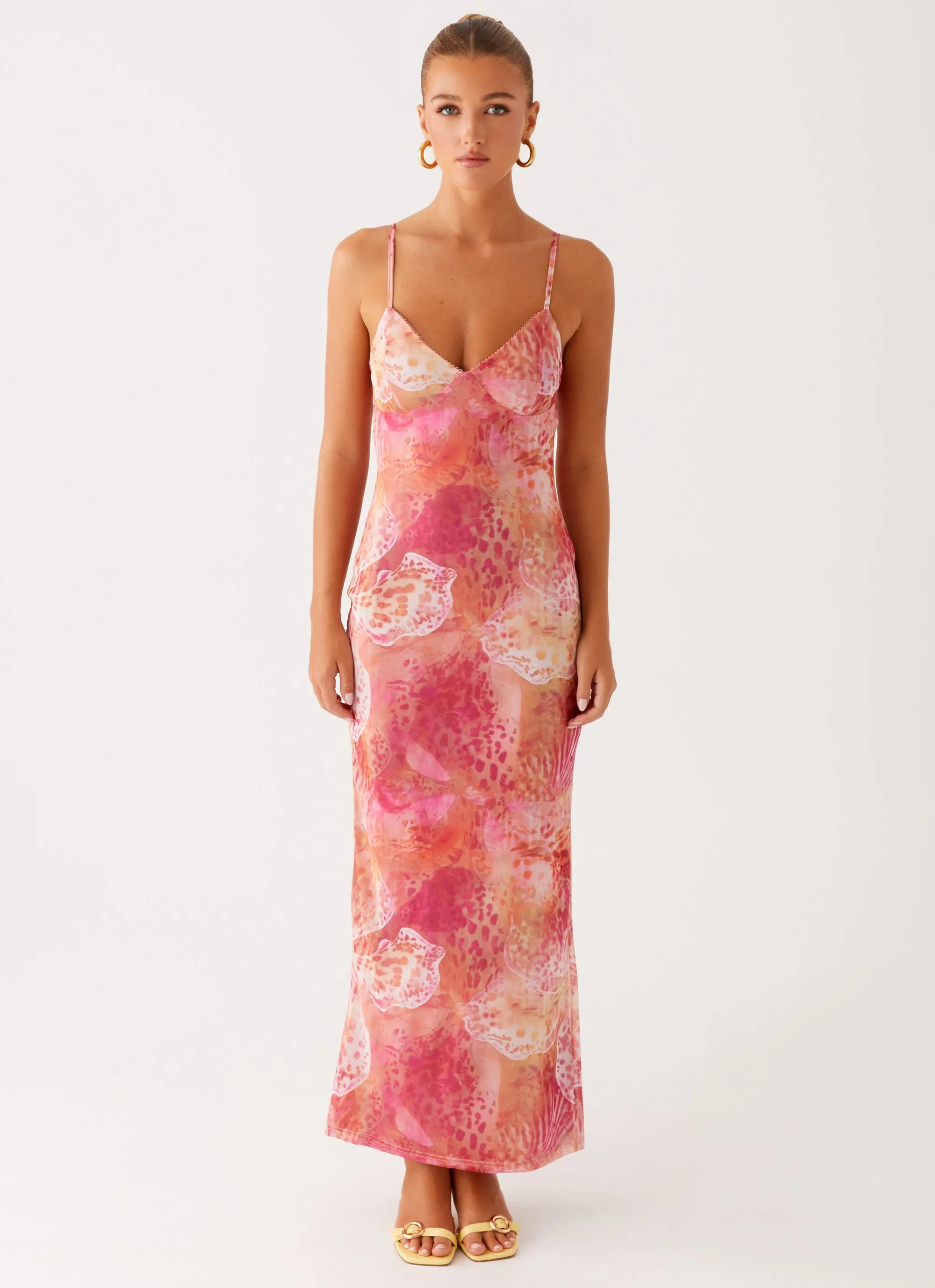 Light Comfort Trendy Silhouette Kasey Midi Dress - Flamingo Fling