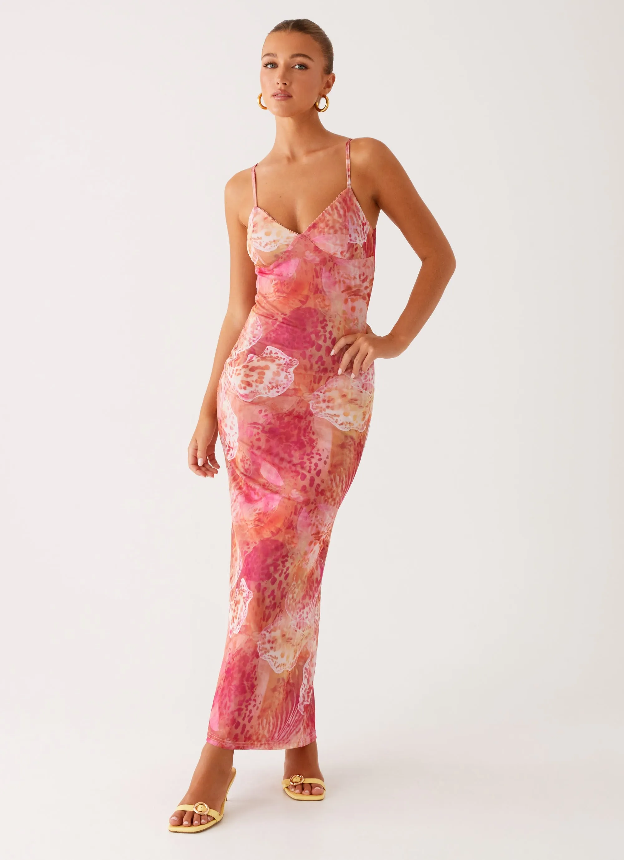Kasey Midi Dress - Flamingo Fling Balanced Tones Effortless Piece