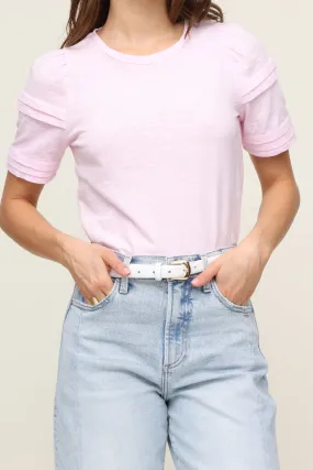 Durable Binding NonRestrictive Cut Ruffle Sleeve T Shirt