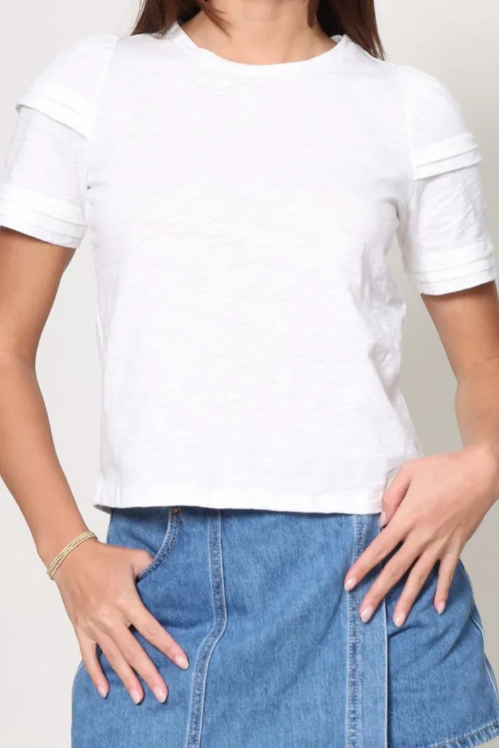 SnagResistant Fabric NonRestrictiveCollar Ruffle Sleeve T Shirt