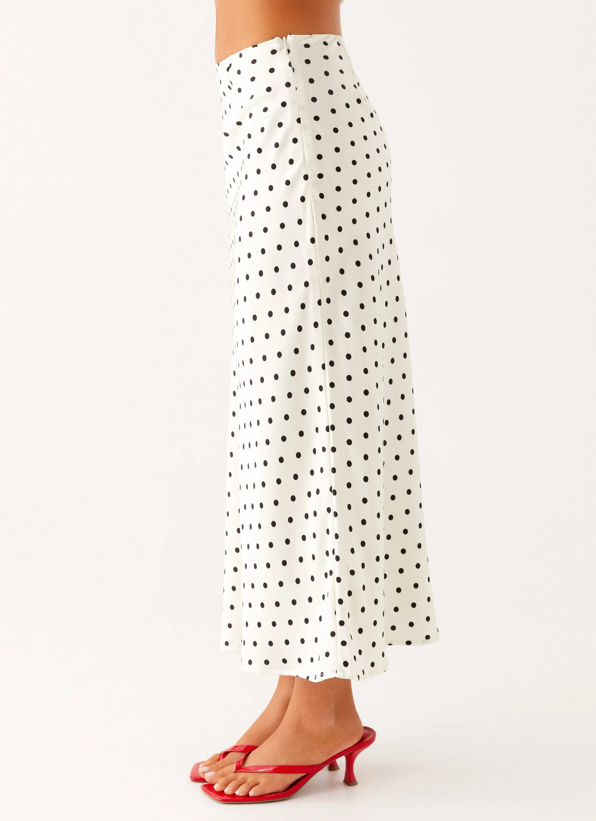 Fashion Energy Breanne Midi Skirt - White Polka Dot