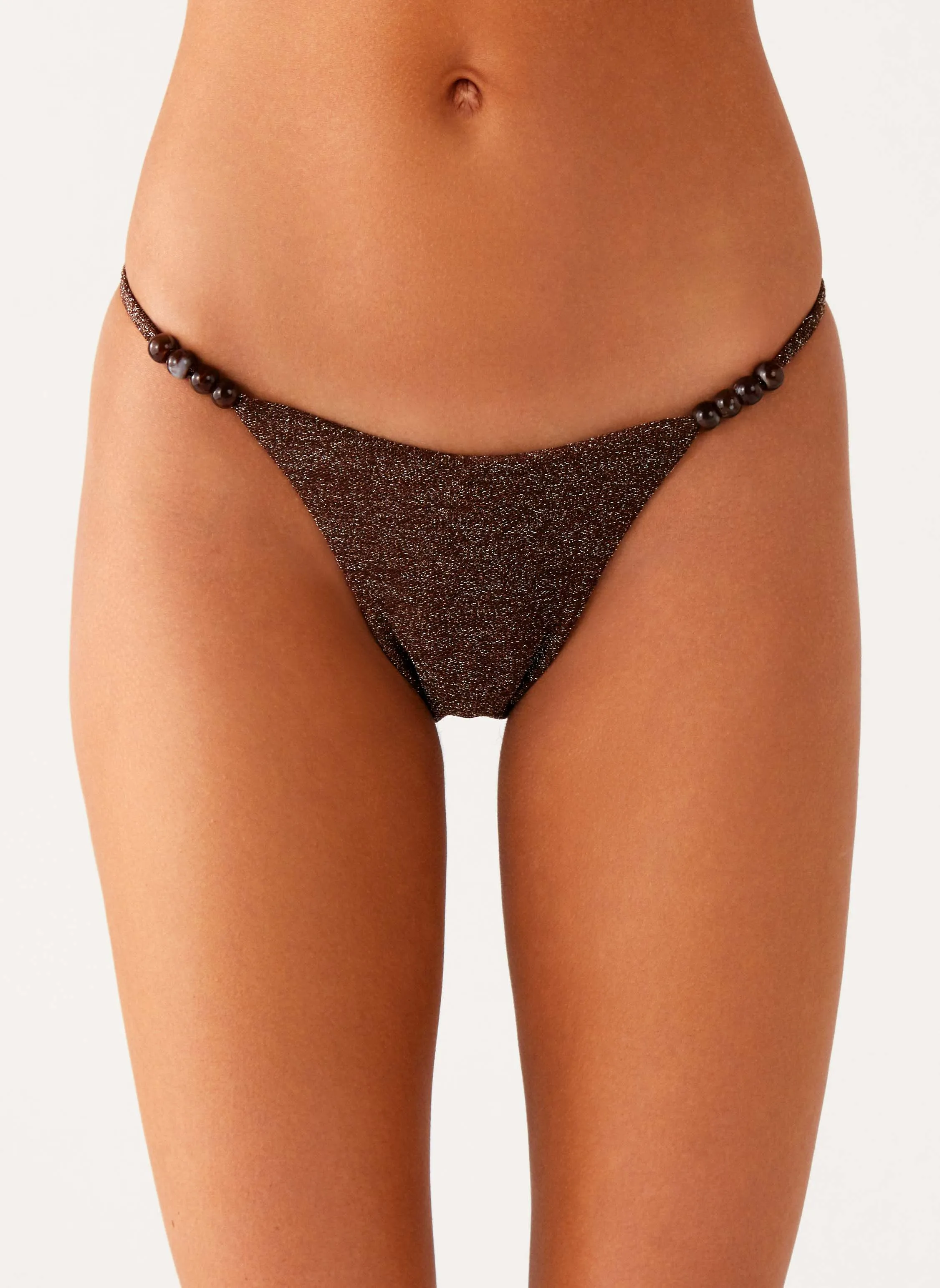 Layered Compression Zones Serefina Bead Bikini Bottom - Chocolate