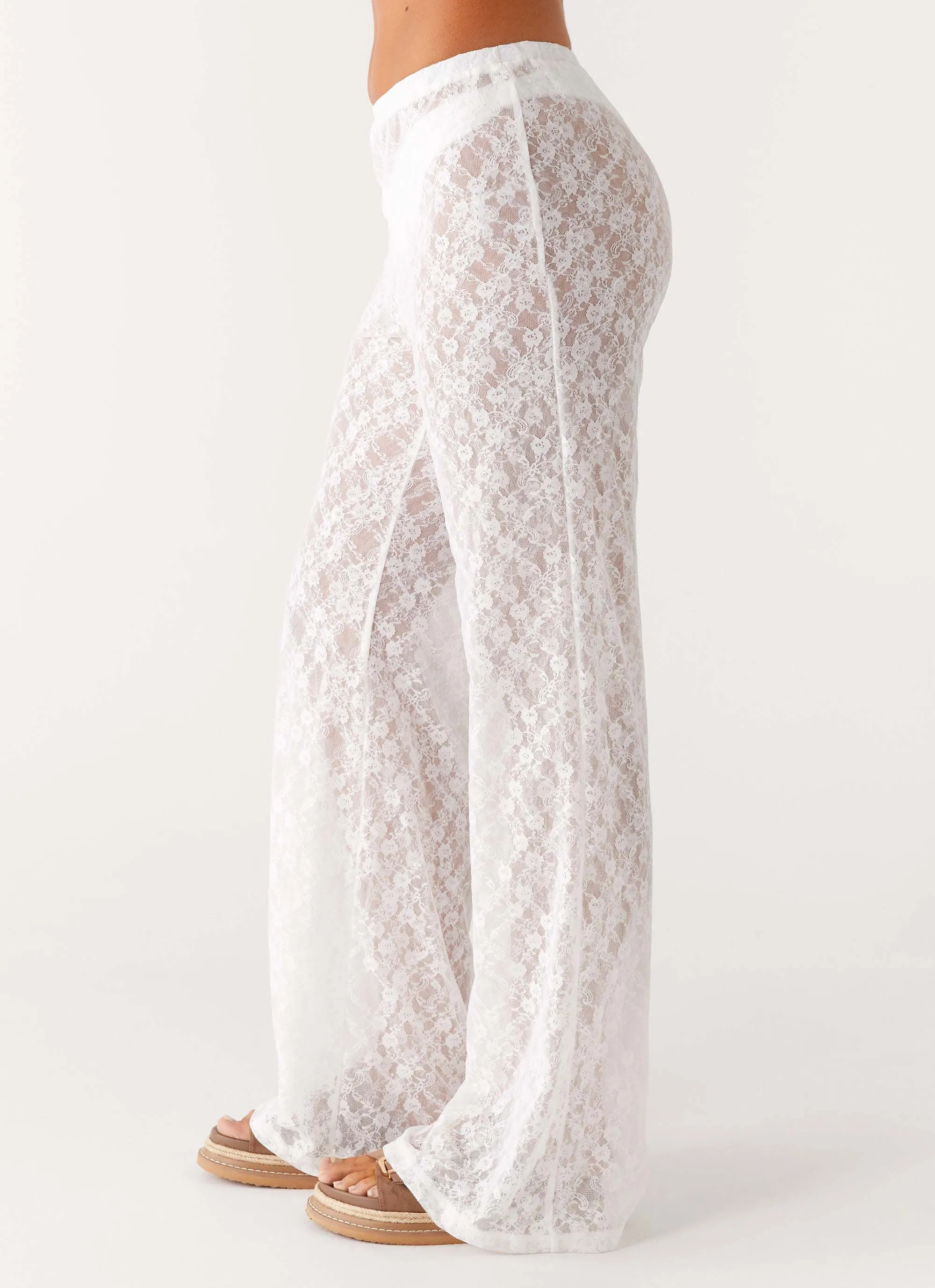 Minimal Look Sleek Comfort Matcha Lace Pants - White