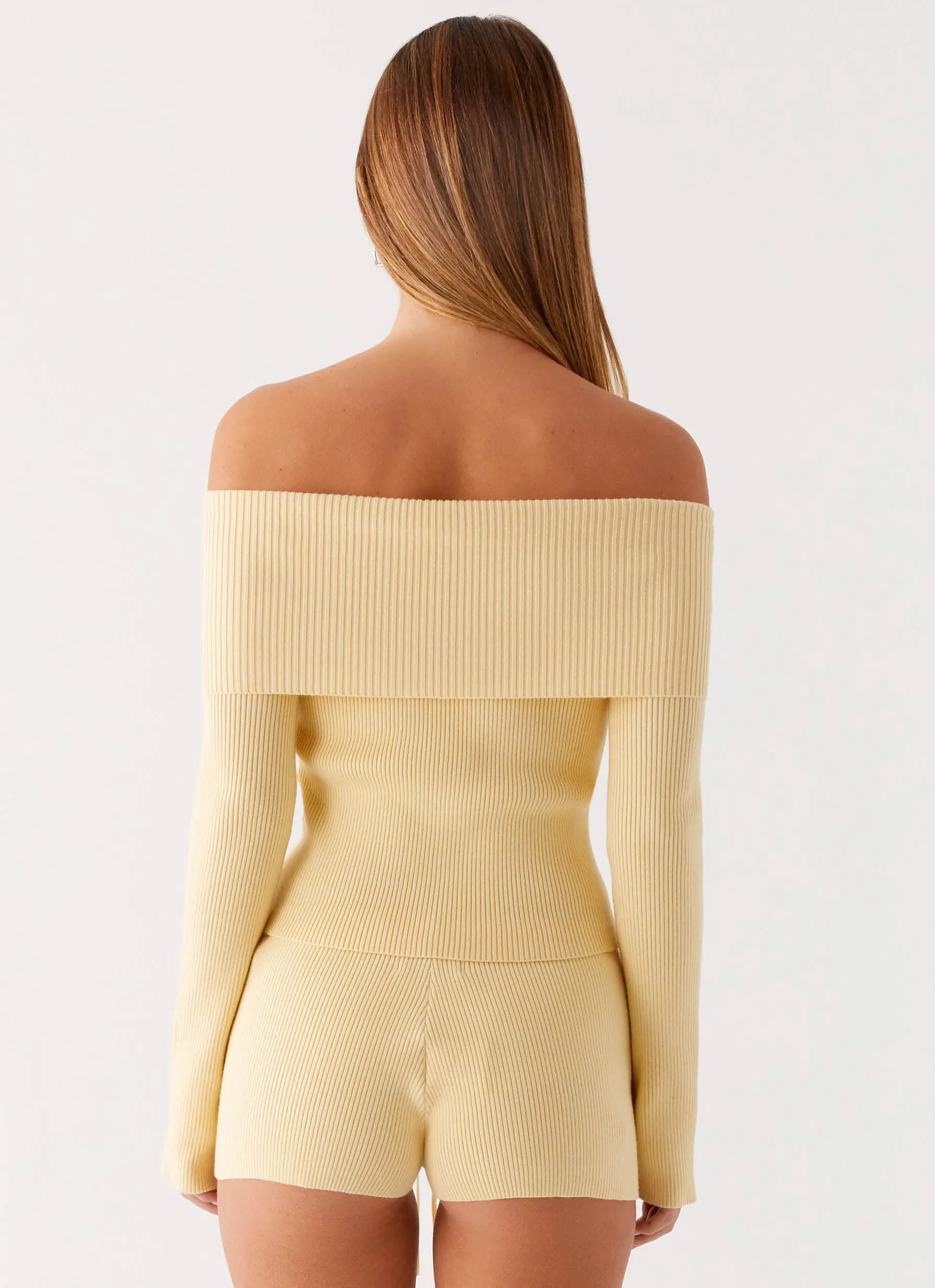 Muted Muse Knit Long Sleeve Top - Yellow ZipperedPockets