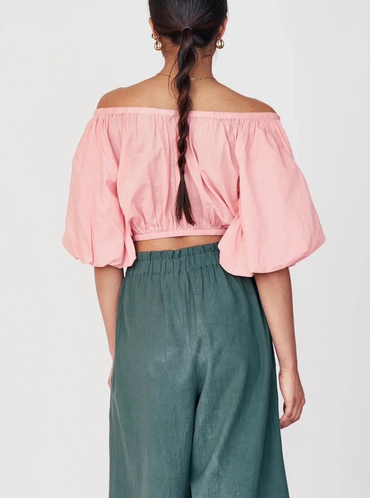 Mirth Capri Bubble Top in Pink Hidden Zipper Pocket