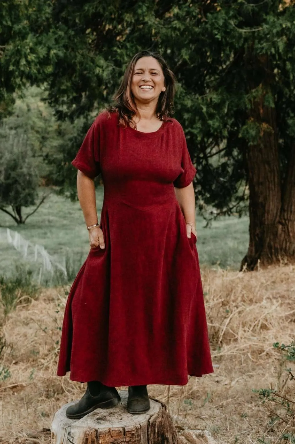 Perfect Day-to-Night Bella Dress in Ruby Checker