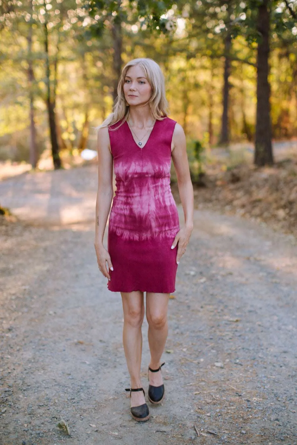 Walk Free Casual Silhouette Slinky Dress in Dragon Fruit