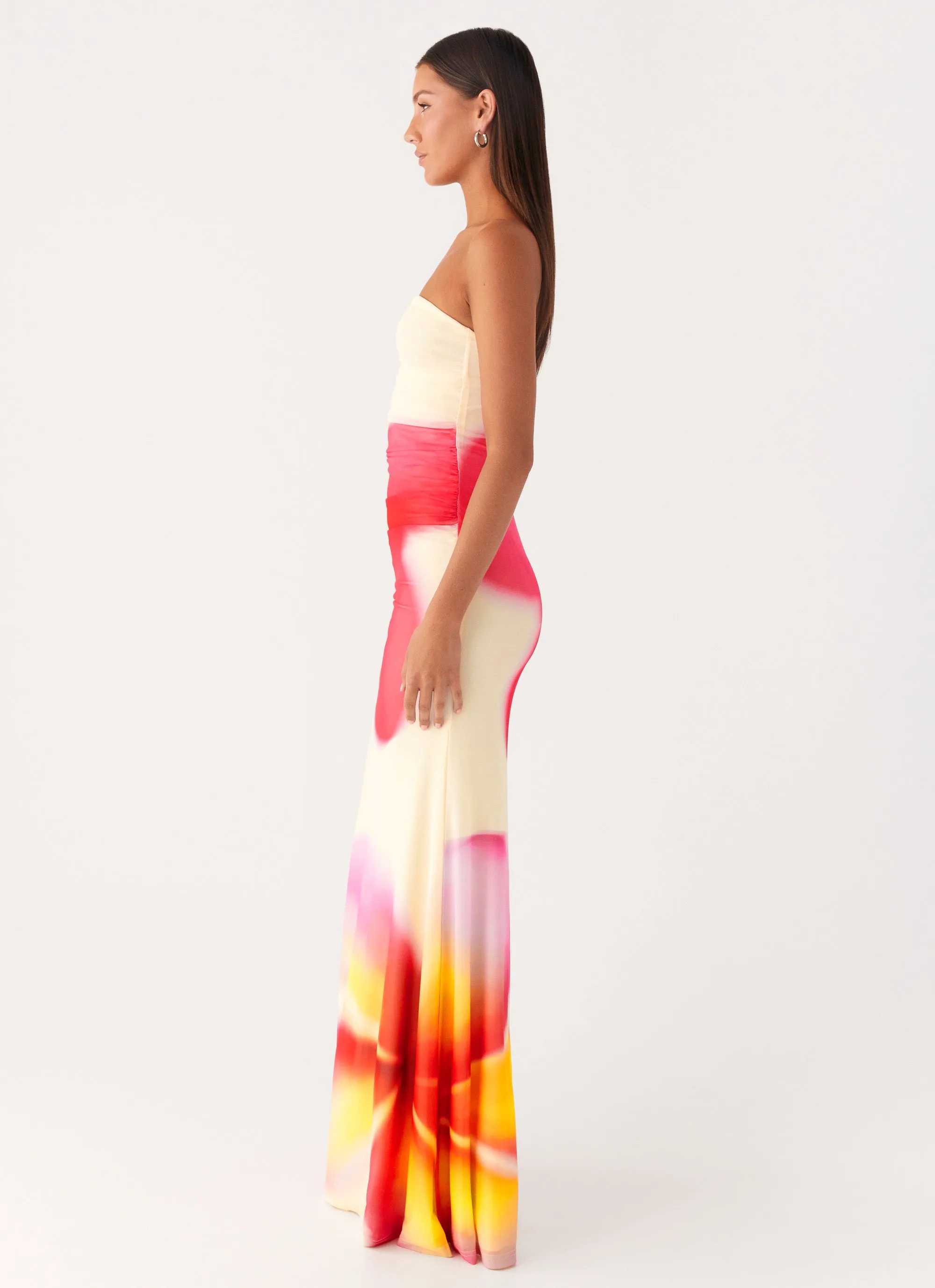 Iroha Strapless Maxi Dress - Frangipani Yellow Soft Vibe
