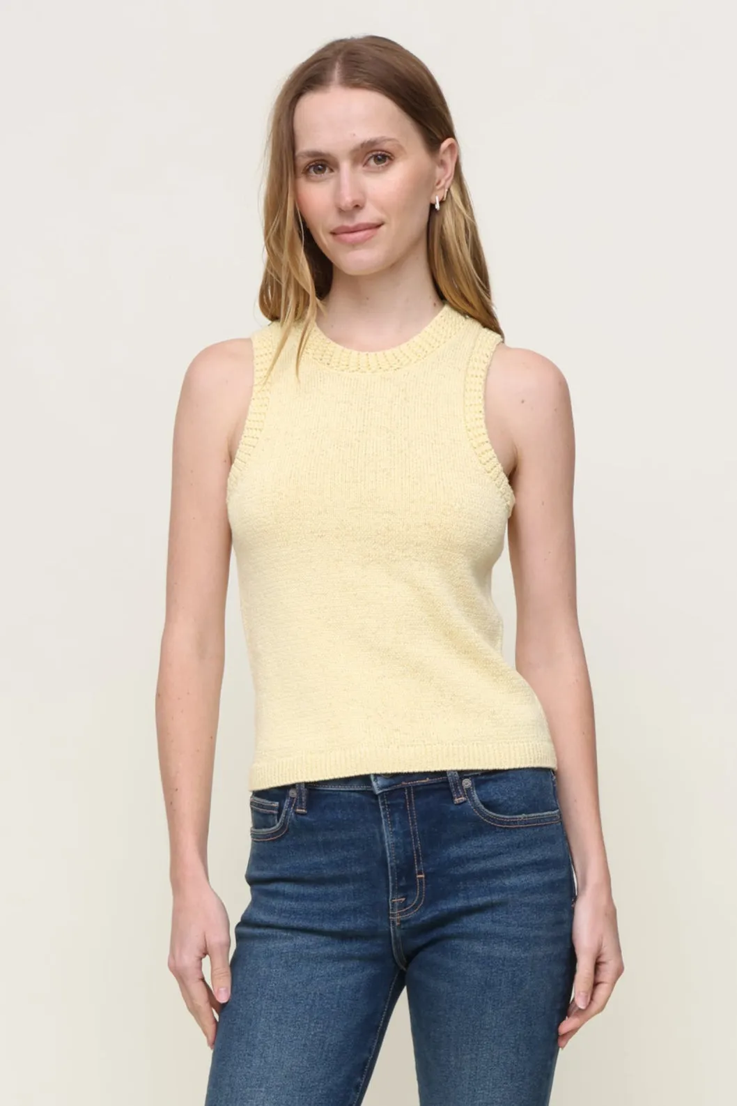 Double Needle Hemming Sweater Tank