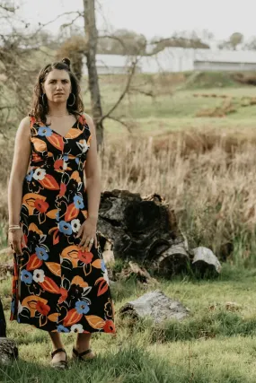 Winter Layer Meadow Dress in Abstract Floral