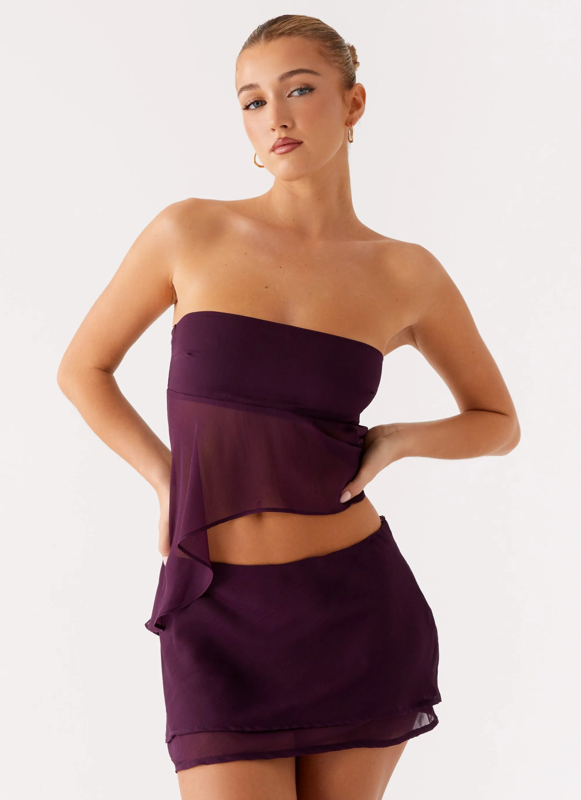 Caleb Mini Skirt - Plum Smooth Finish