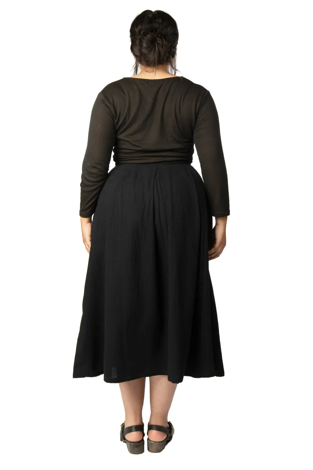 Stay Dry Rue Skirt in Black Double Gauze