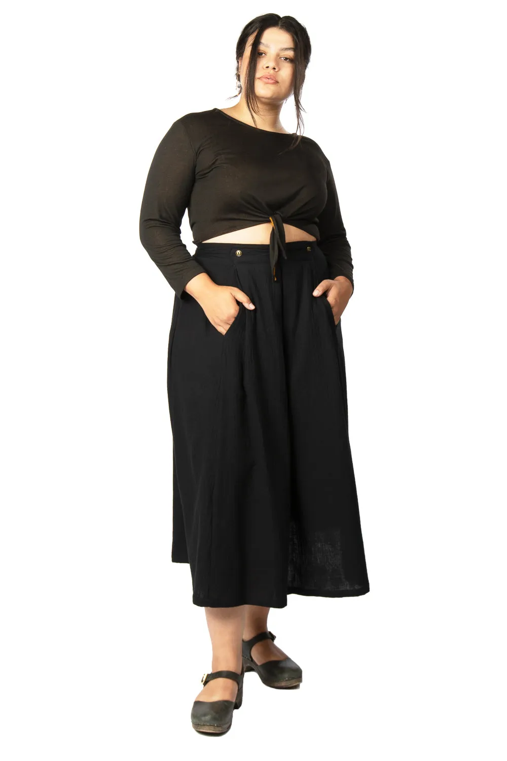 Rue Skirt in Black Double Gauze Casual Essentials Air Flow