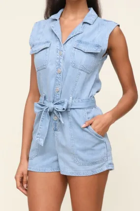 Dash Twill Romper V-neck Shirt CrossBackDesign