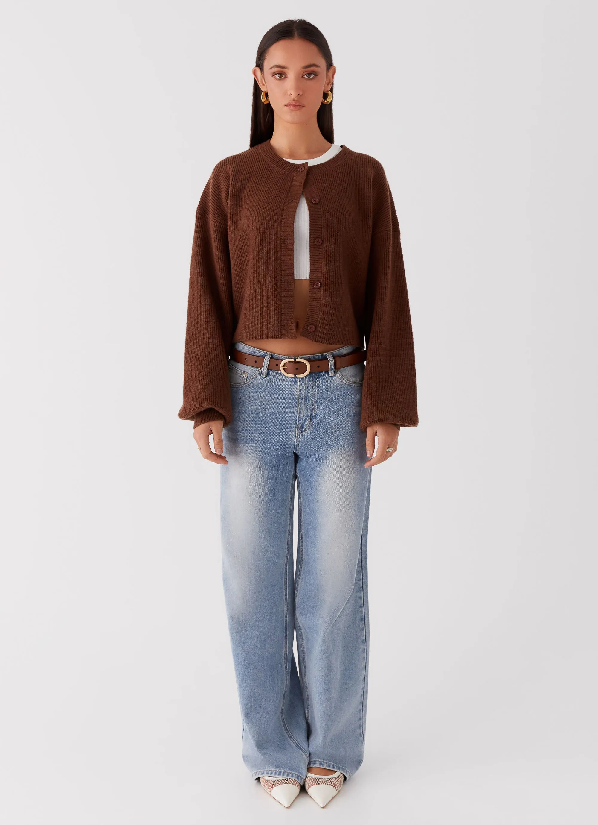 Daphne Knit Cardigan - Chocolate Tagless Neckline Design