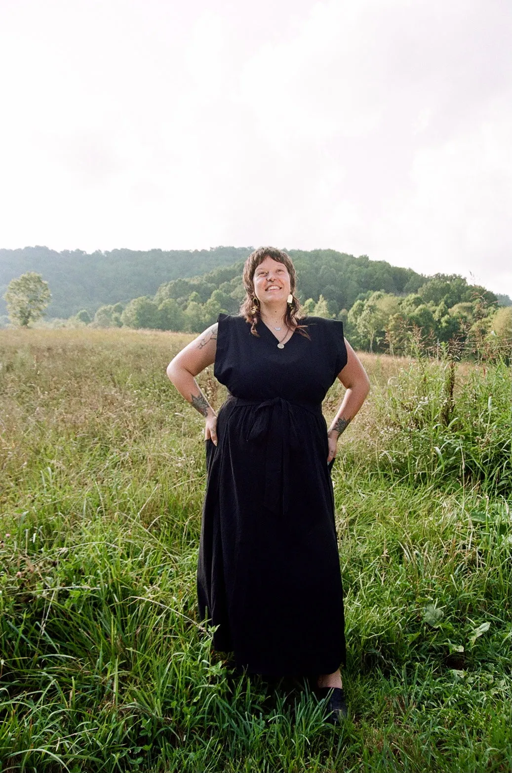 Draped Layer Day Romance Ivy Dress in Black