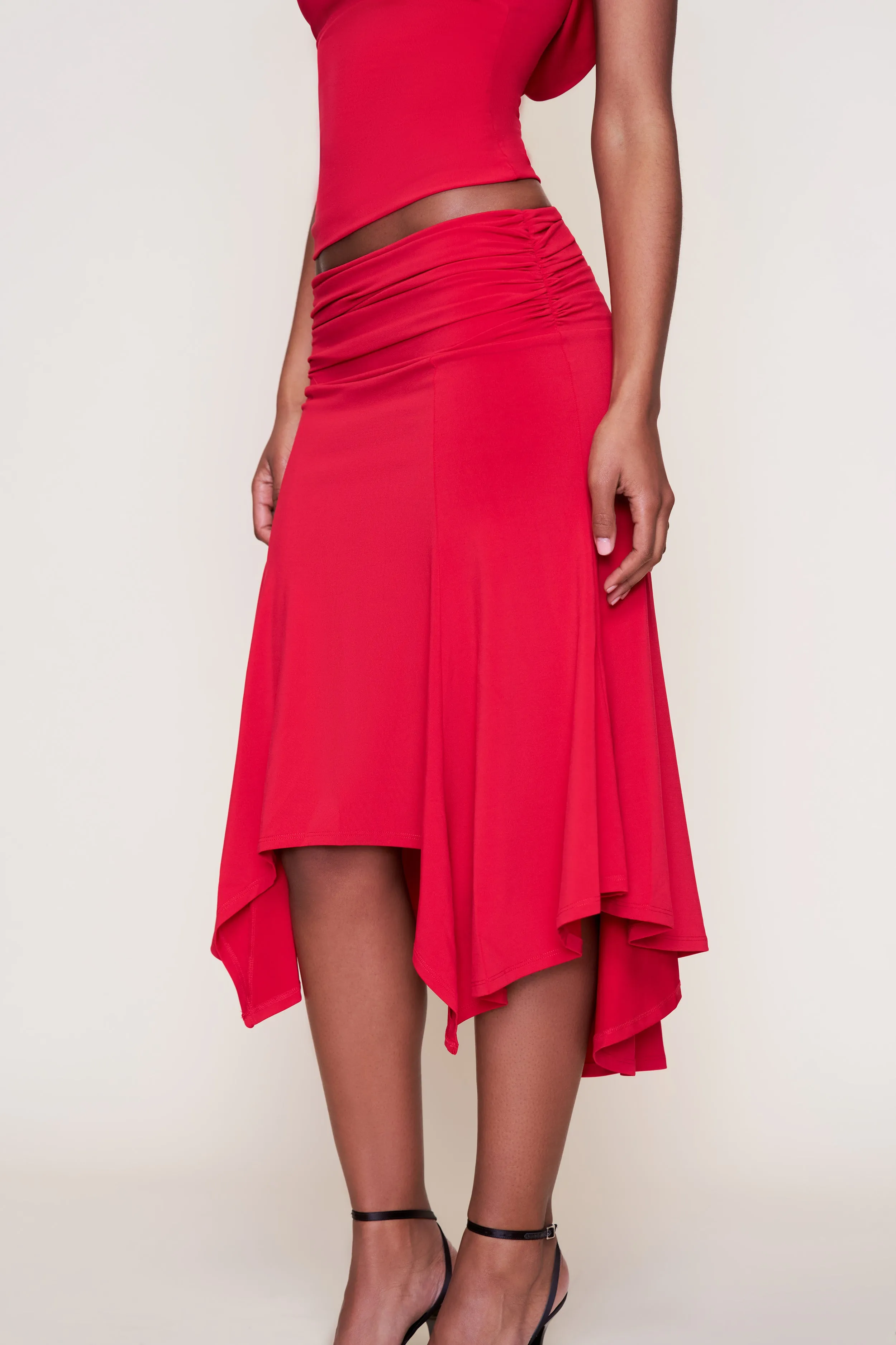 Button Details Soffiano Skirt