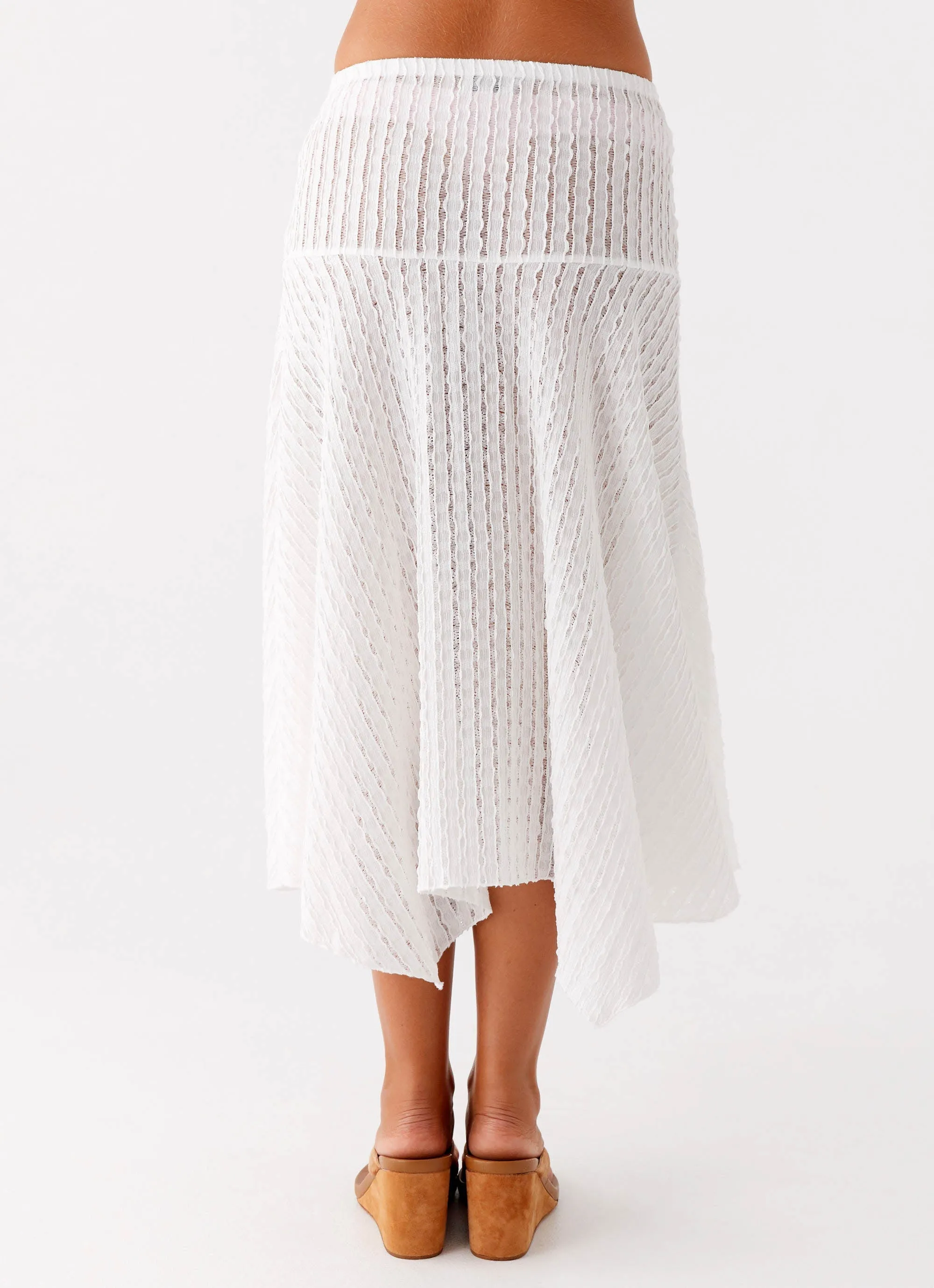 Katta Midi Skirt - Ivory Flexible Waistband Senior Style