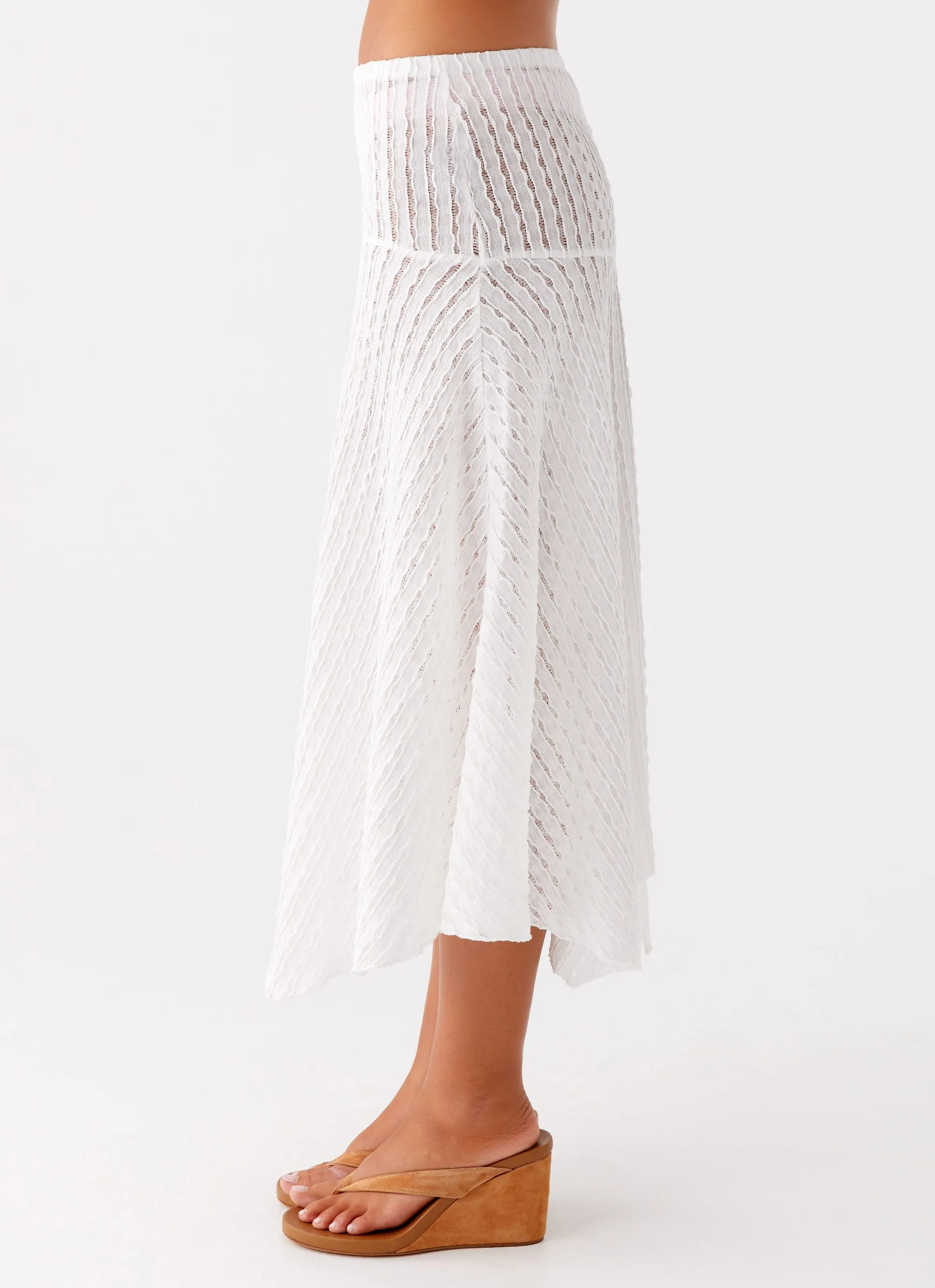 Machine wash safe Friction Free Katta Midi Skirt - Ivory
